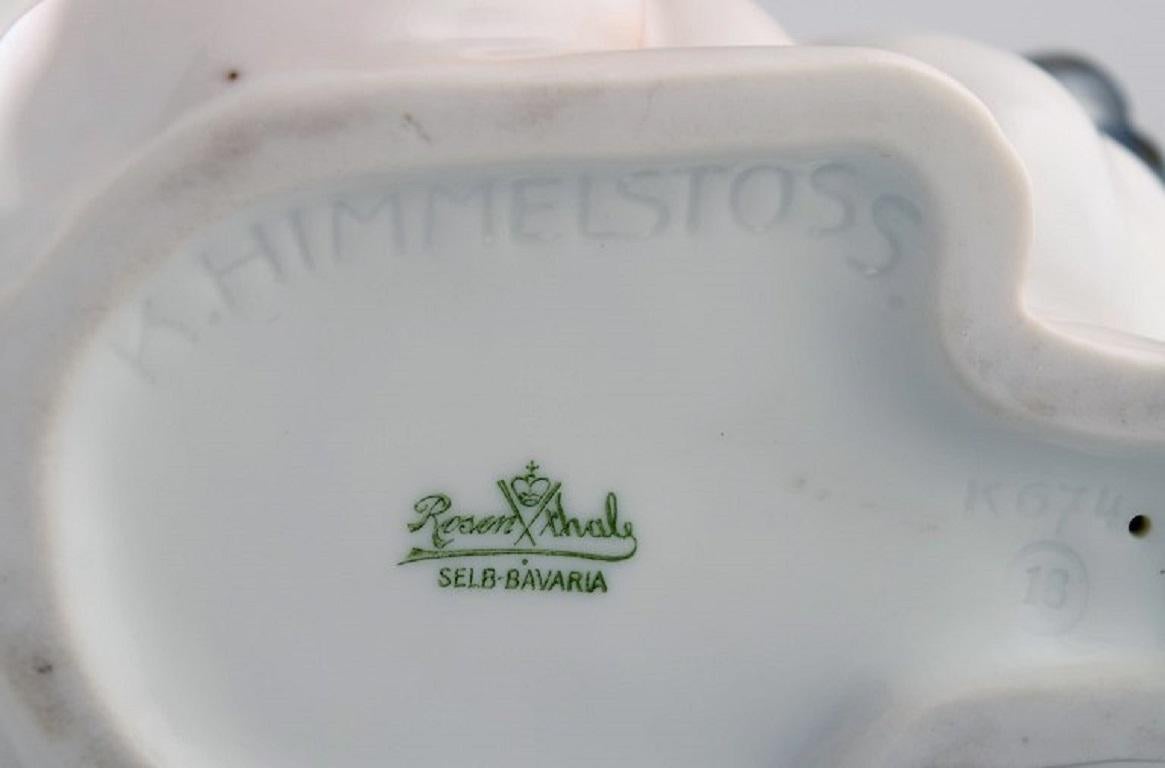 Hand-Painted Karl Himmelstoss for Rosenthal, Sitting Rabbit in Porcelain, 1920s / 30s