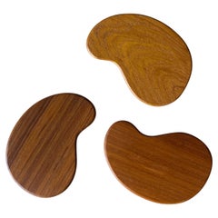 Karl Holmberg Set of Three Teak Kidney Bean Coasters, Sweden, 1960s