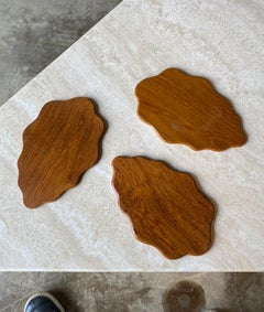 Karl Holmberg Set di tre sottobicchieri a forma di foglie di teak, Svezia, anni '60