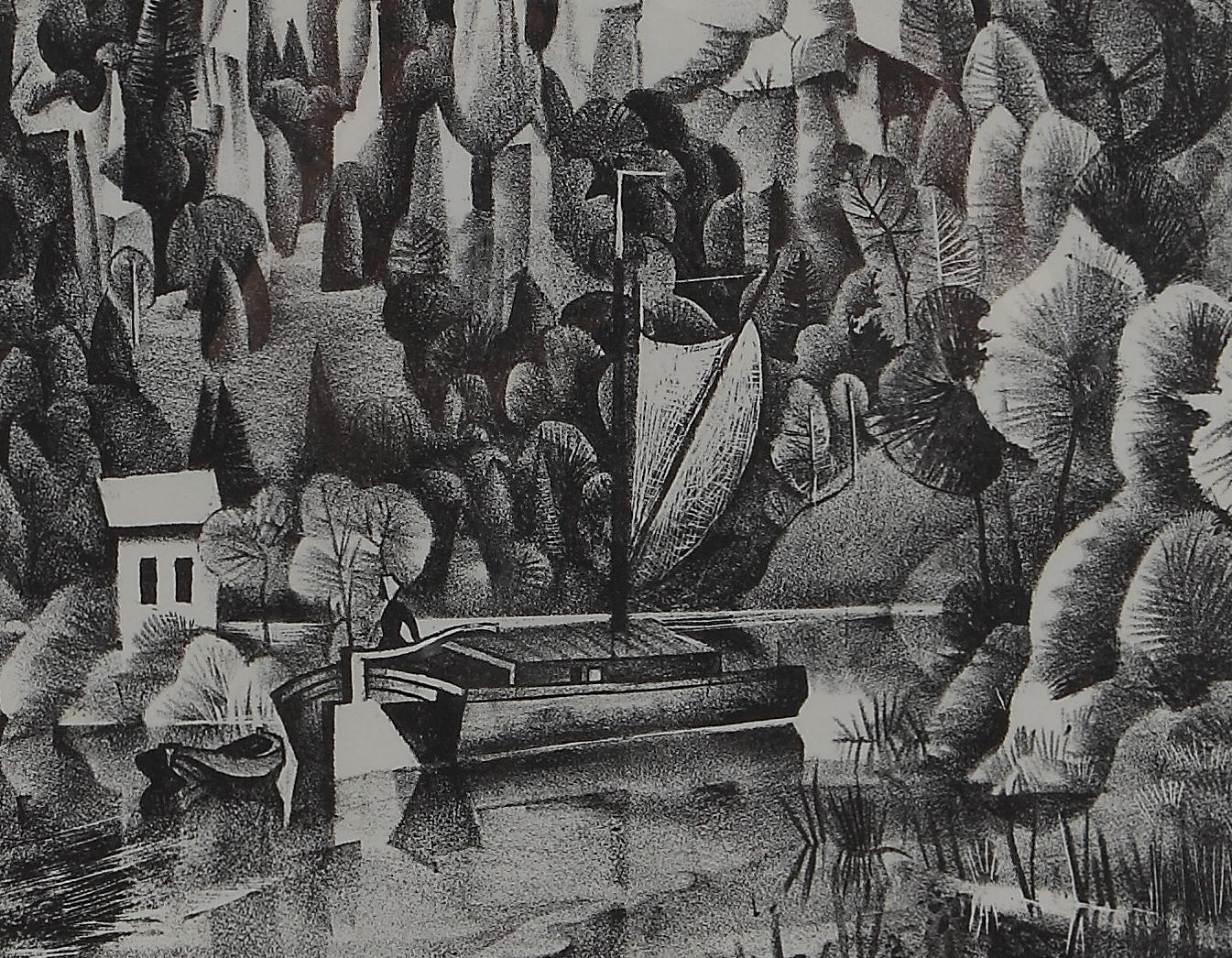 Karl Holtz Lithographie „Flusslandschaft“ ( Flusslandschaft) im Angebot 2