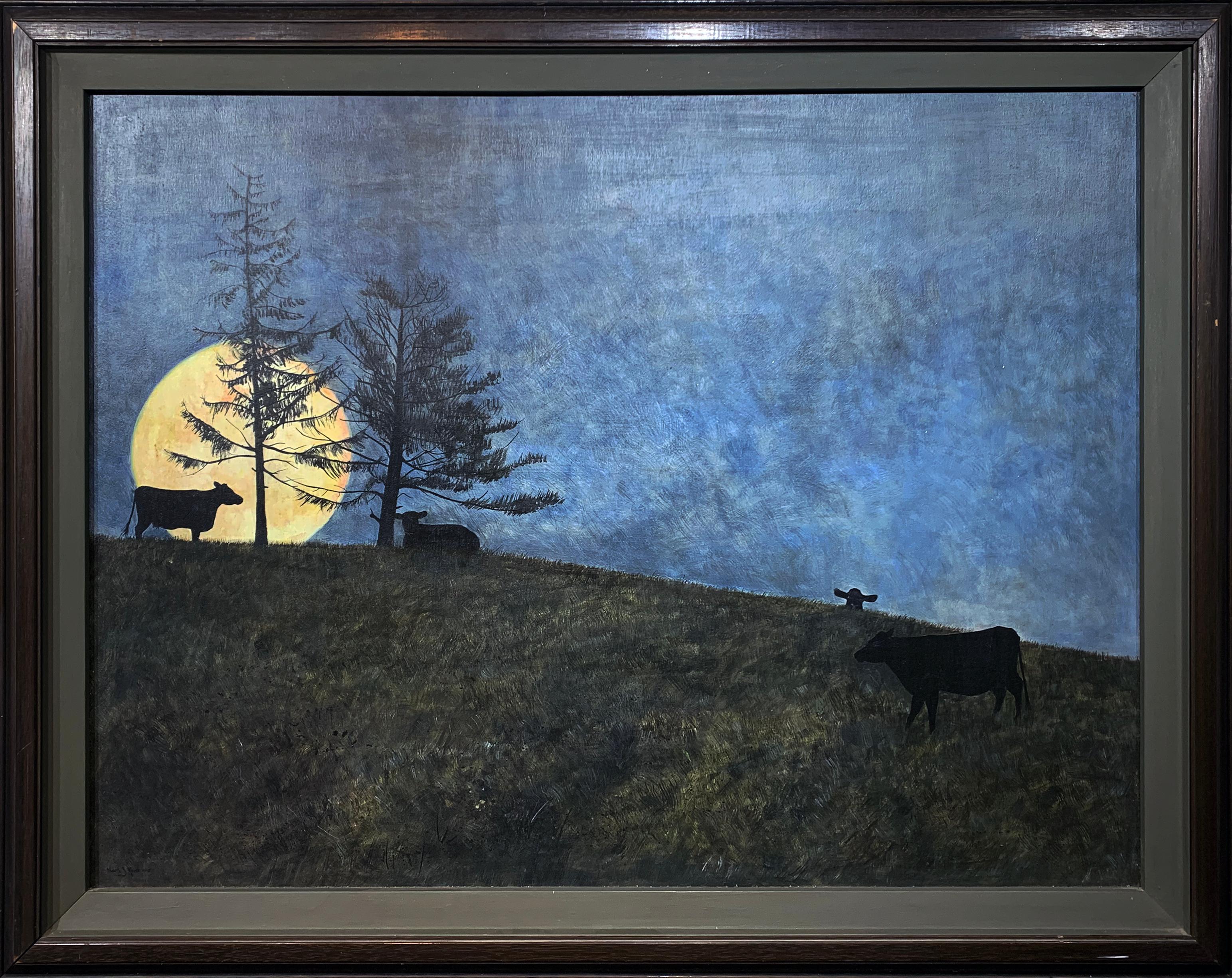 Moonlight Serenade, Nocturnal Landscape in Chadds Ford , Pennsylvania  - Painting by Karl J Kuerner