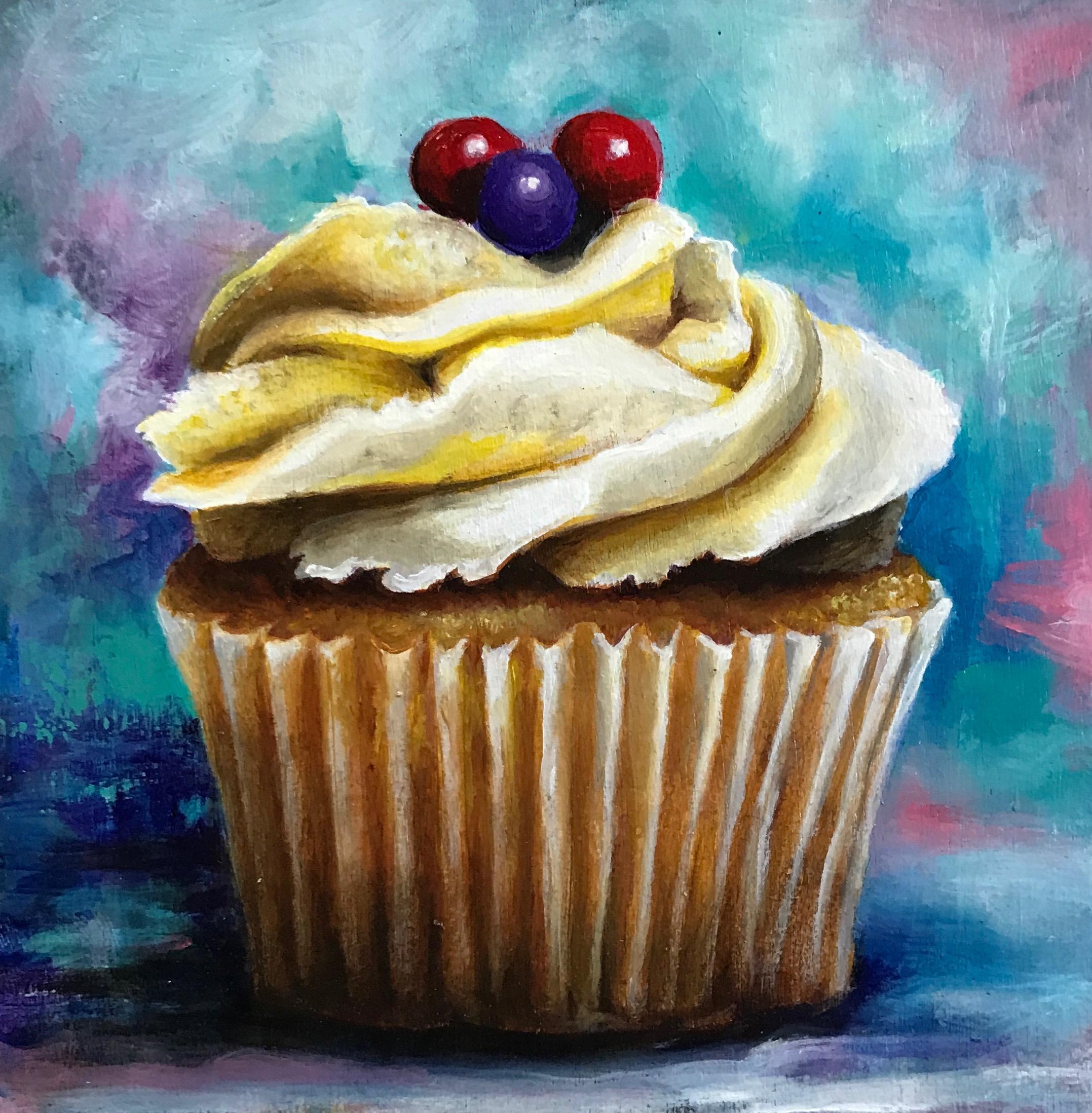 Karl Jahnke Still-Life Painting - "Cupcake Face" Oil Painting 