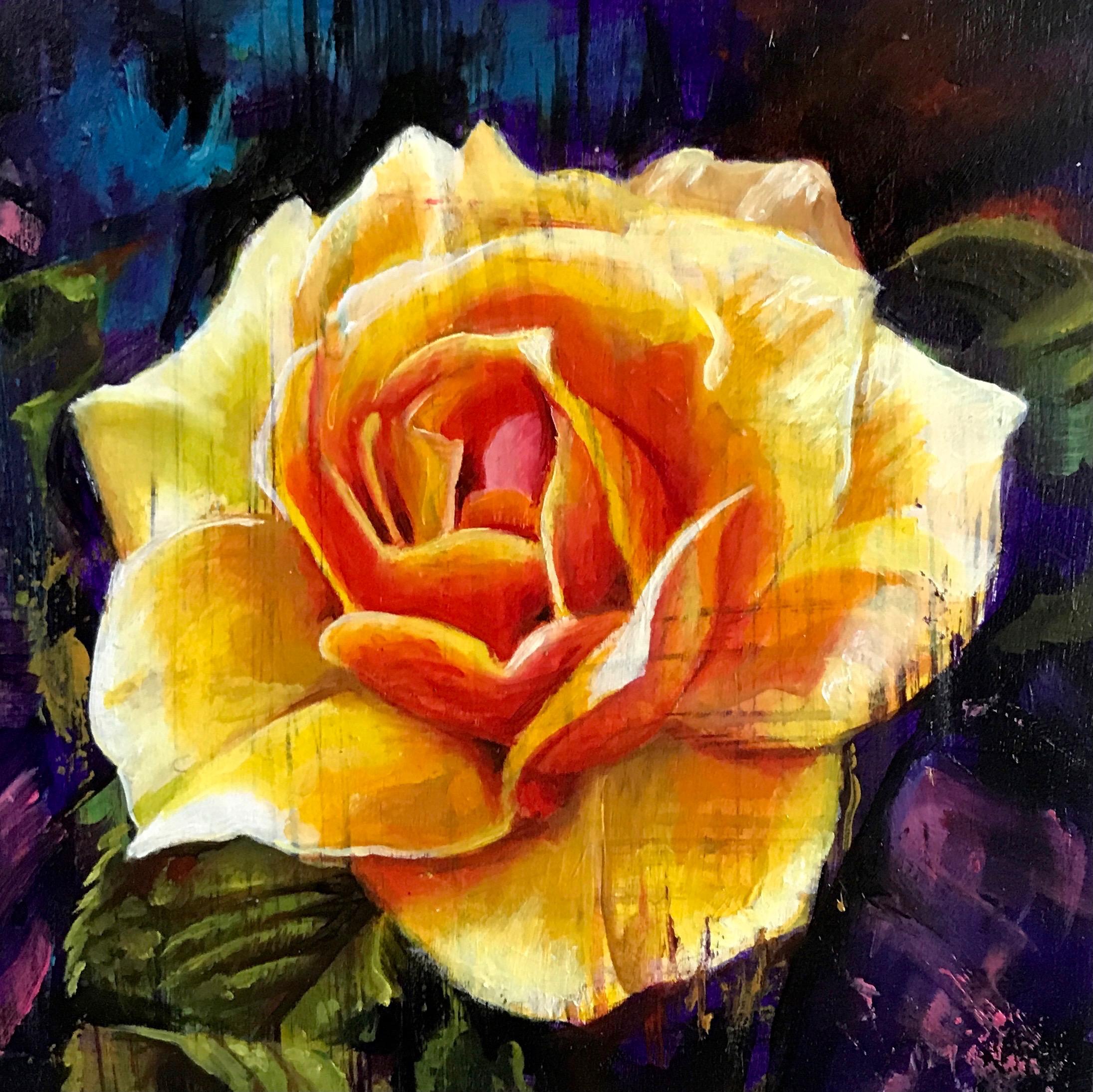 Karl Jahnke Still-Life Painting - "Rose 1" Oil Painting 