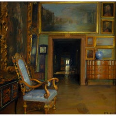 Frederik IV's Room At Frederiksborg Castle, Danish Interior Oil Painting