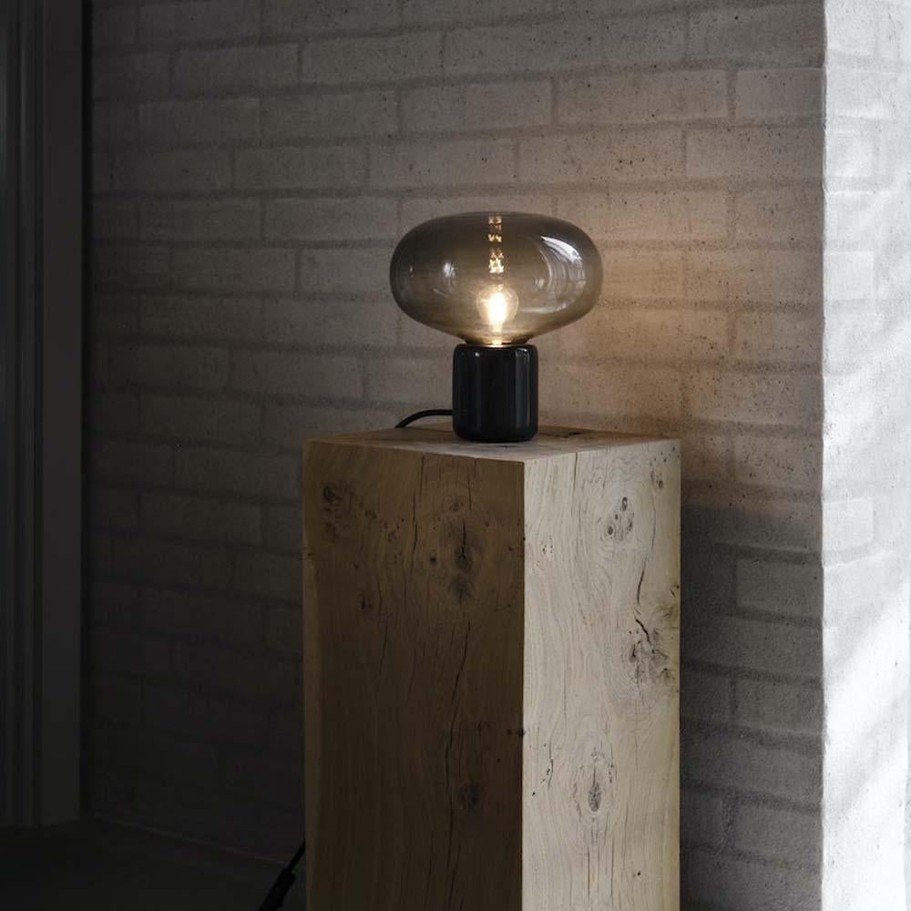 Karl Johan Table Lamp Black Marquina W. Smoked Glass In New Condition For Sale In PARIS, FR
