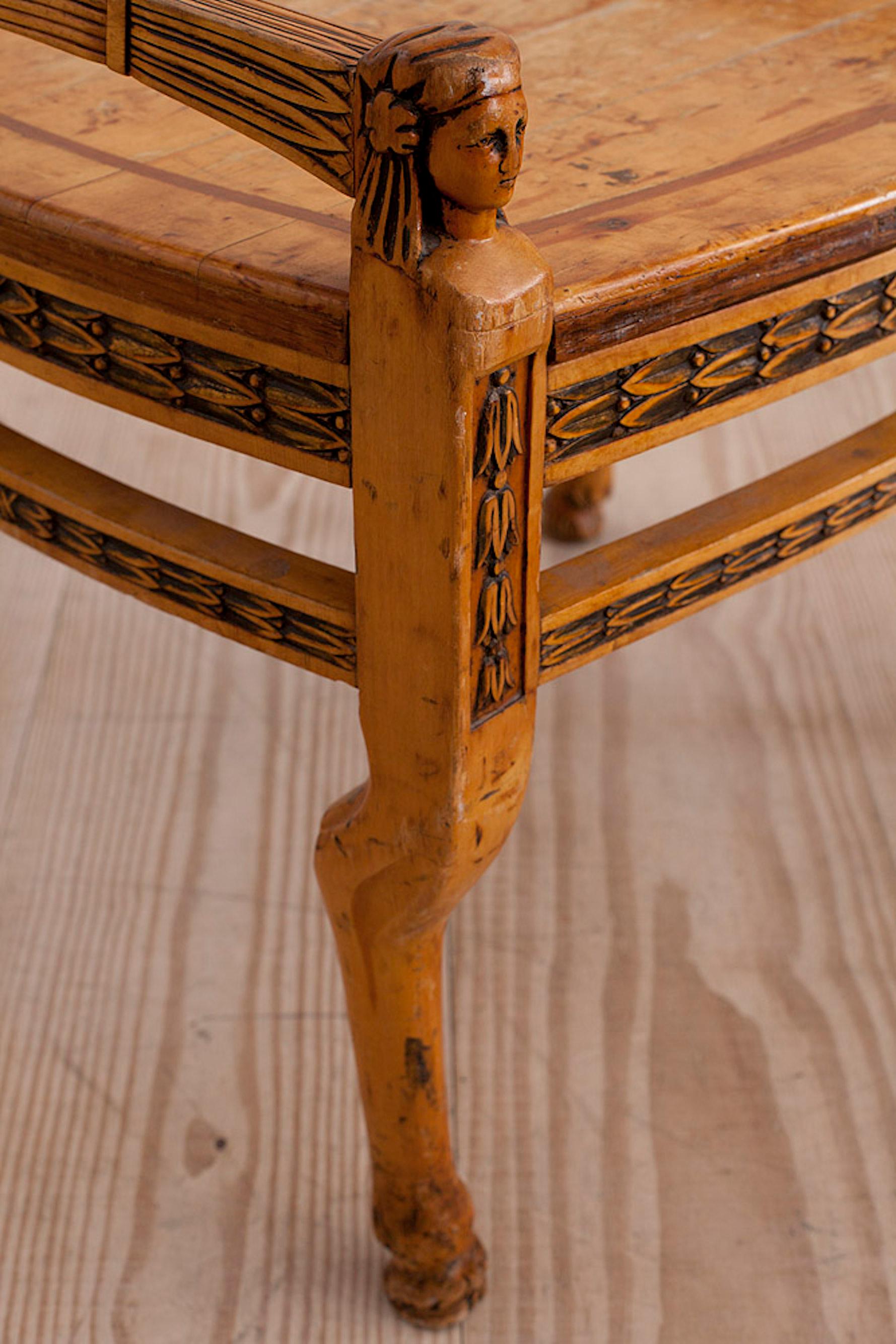 Karl Johan Taburettes/Stools with Hoof Feet and Egyptian Heads '3' Dated 1912 In Good Condition In New York, NY
