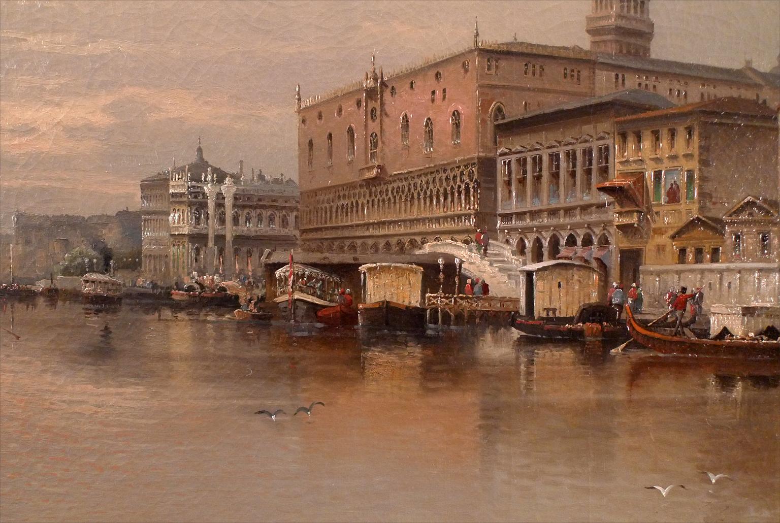 Une grande vue du palais des Doges à Venise, 19e siècle, huile sur toile de Karl Kaufmann en vente 3