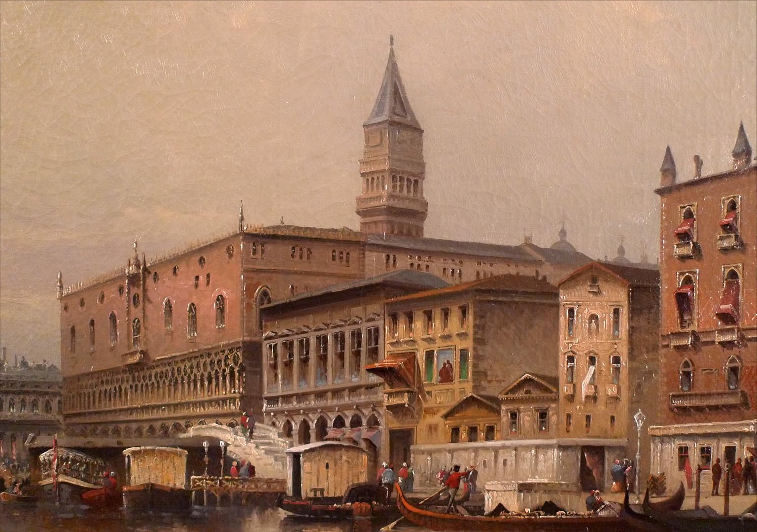 Une grande vue du palais des Doges à Venise, 19e siècle, huile sur toile de Karl Kaufmann en vente 4