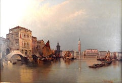 Grande huile sur toile de Karl Kaufmann, 19e siècle, Vue de Venise
