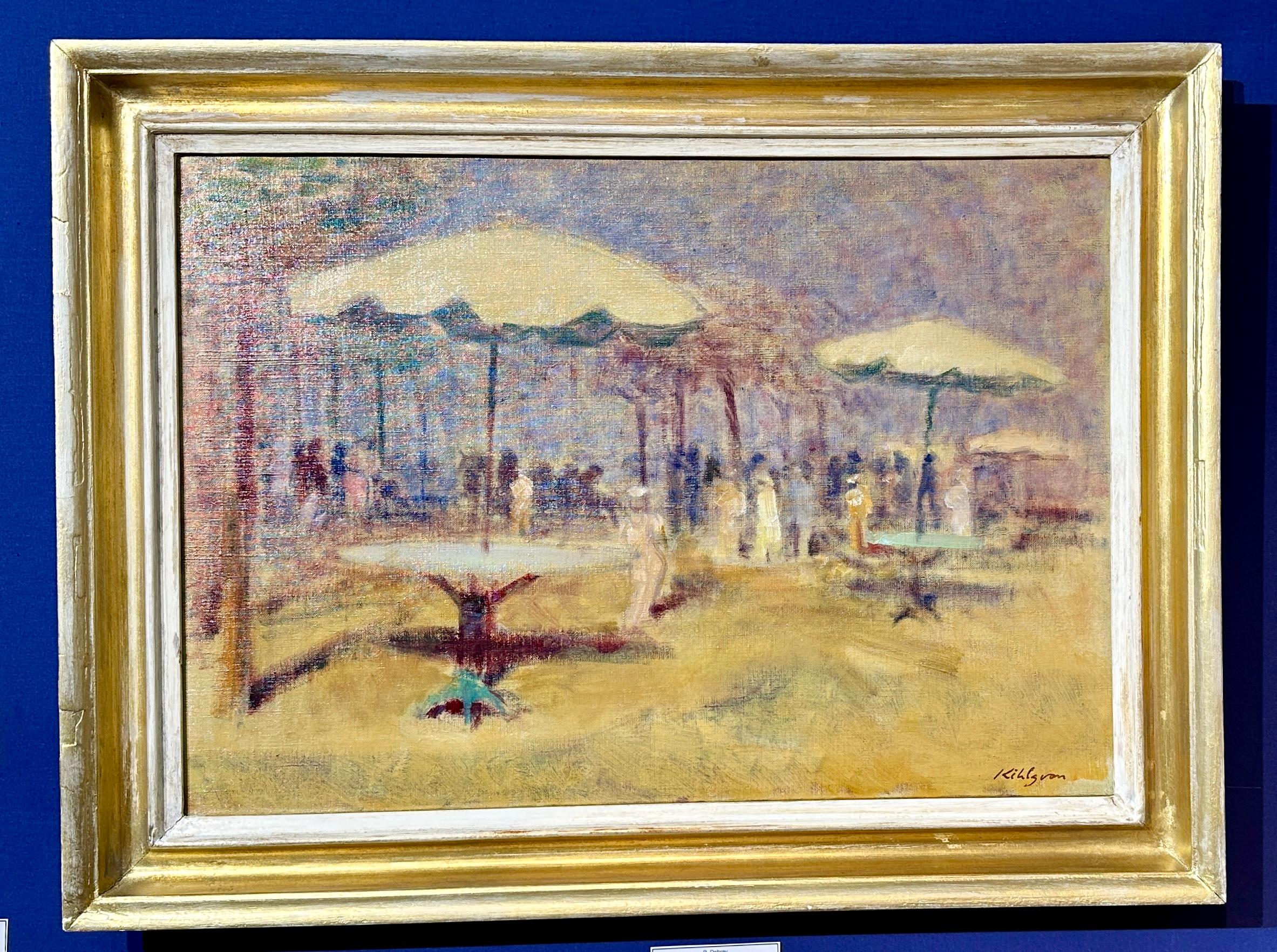 Karl Kihlgren Figurative Painting – Schwedischer Impressionist der Jahrhundertmitte, Café-Szene in einem  Landschaft
