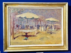 Impressionniste suédois du milieu du siècle, scène de café dans un jardin.  paysage