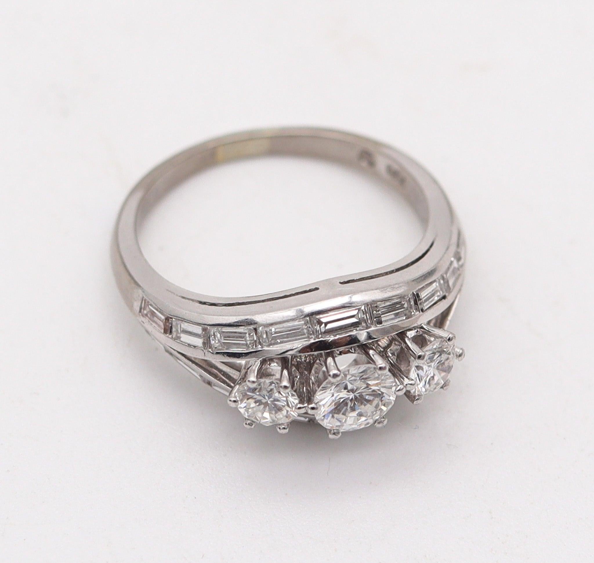 KARL KIPP 1930 Art-Deco Ring in 18Kt Gold mit 1,92 Ctw European Cuts Diamanten im Angebot 1