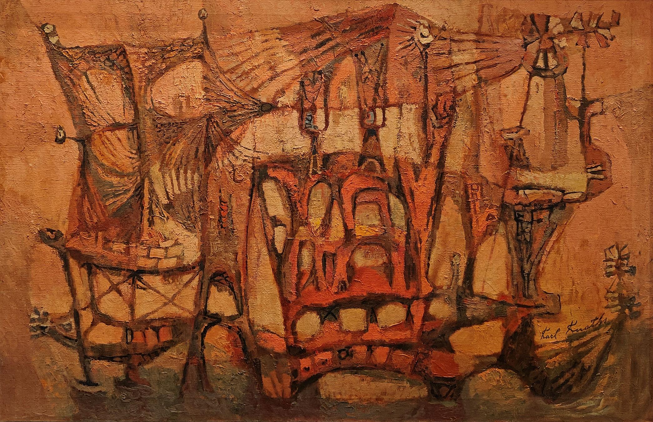 Karl Knaths
Abstract Landscape, 1955
Signed lower right; signed and dated on the reverse
Oil on canvas
27 x 41 inches

Provenance
Collection of Marika Herskovic, New Jersey
Private Collection, Paterson, New Jersey (gift from the above)


Karl