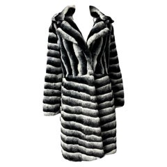 Karl Lagarfeld Faux Chinchilla Fur Coat New with Tag Black and White