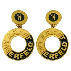 KARL LAGEFERLD Vintage Arret Lagerfeld 14 Blvd de la Madeleine Dangling Earrings