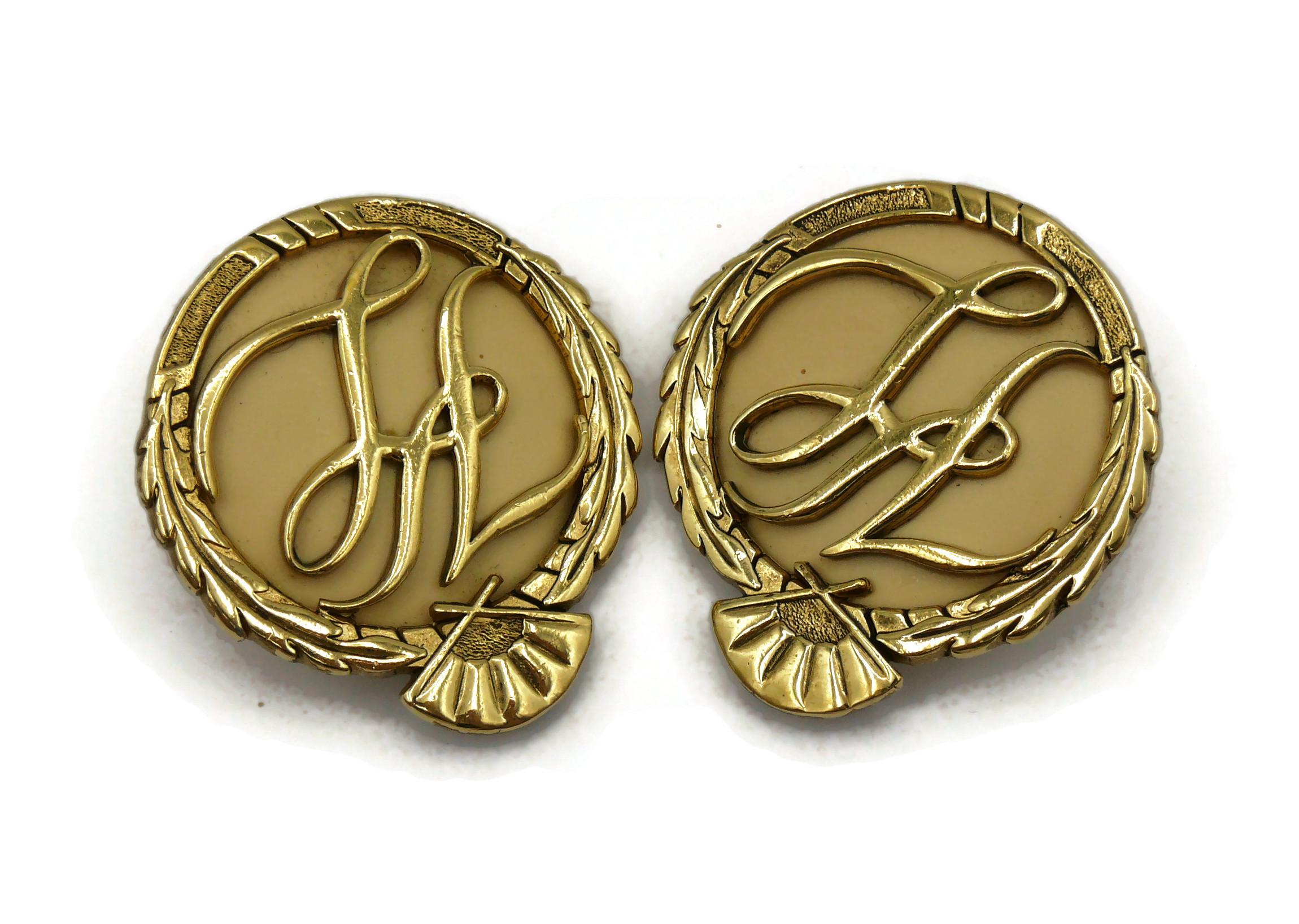 KARL LAGEFERLD Vintage Iconic Logo Clip-On Earrings For Sale 2