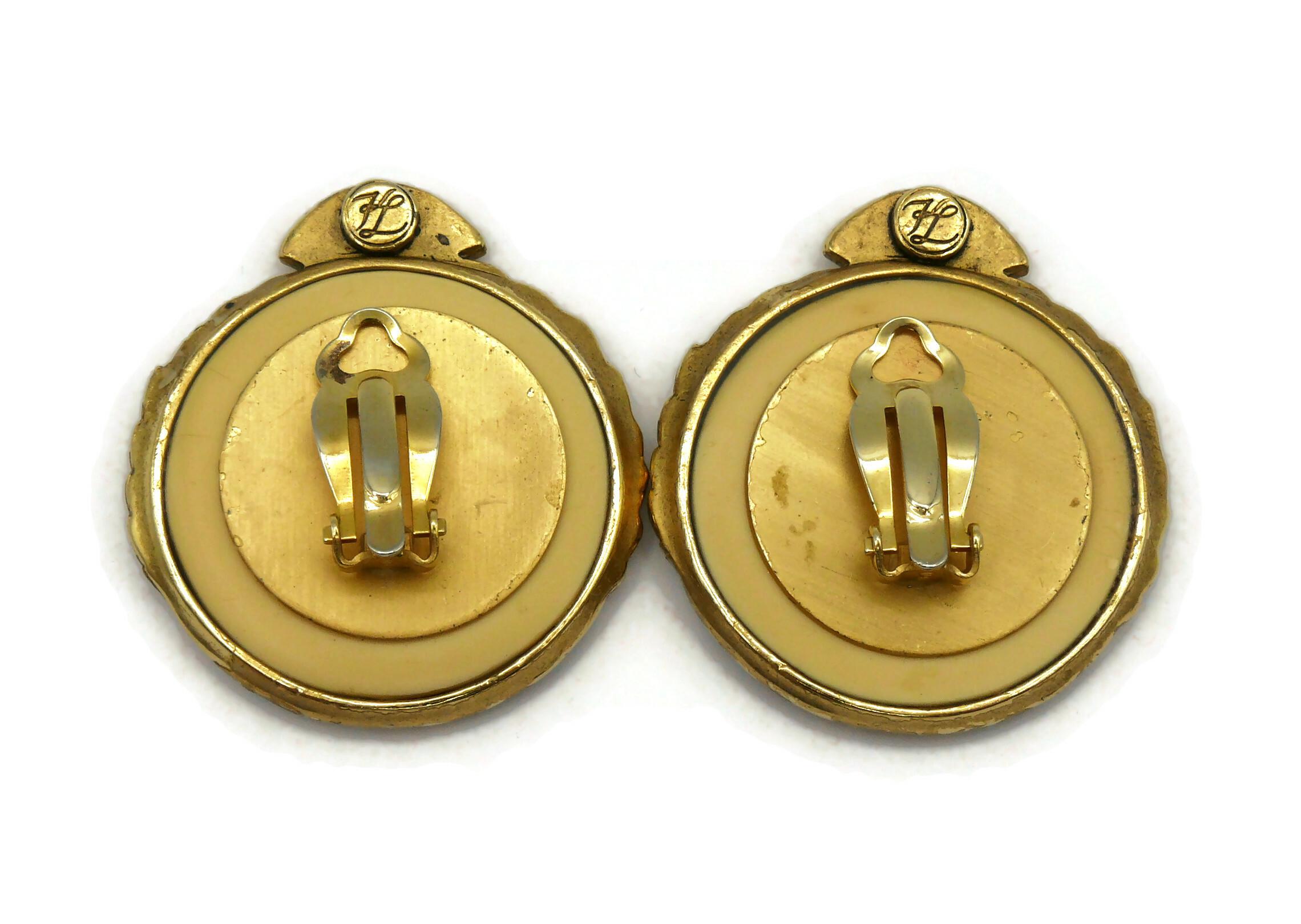 KARL LAGEFERLD Vintage Iconic Logo Clip-On Earrings For Sale 3