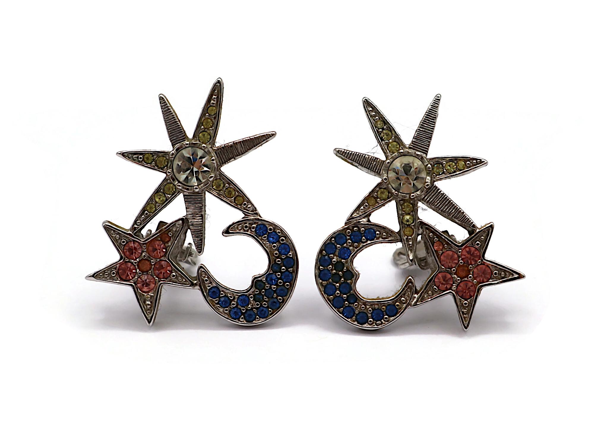 Women's KARL LAGEFERLD Vintage Jewelled Sun, Moon, Star Clip-On Earrings For Sale