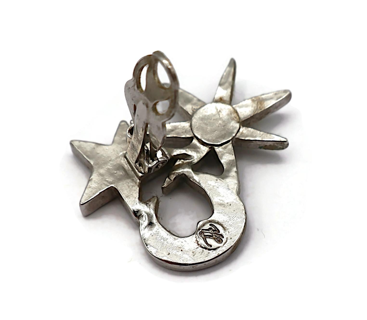 KARL LAGEFERLD Vintage Jewelled Sun, Moon, Star Clip-On Earrings For Sale 5