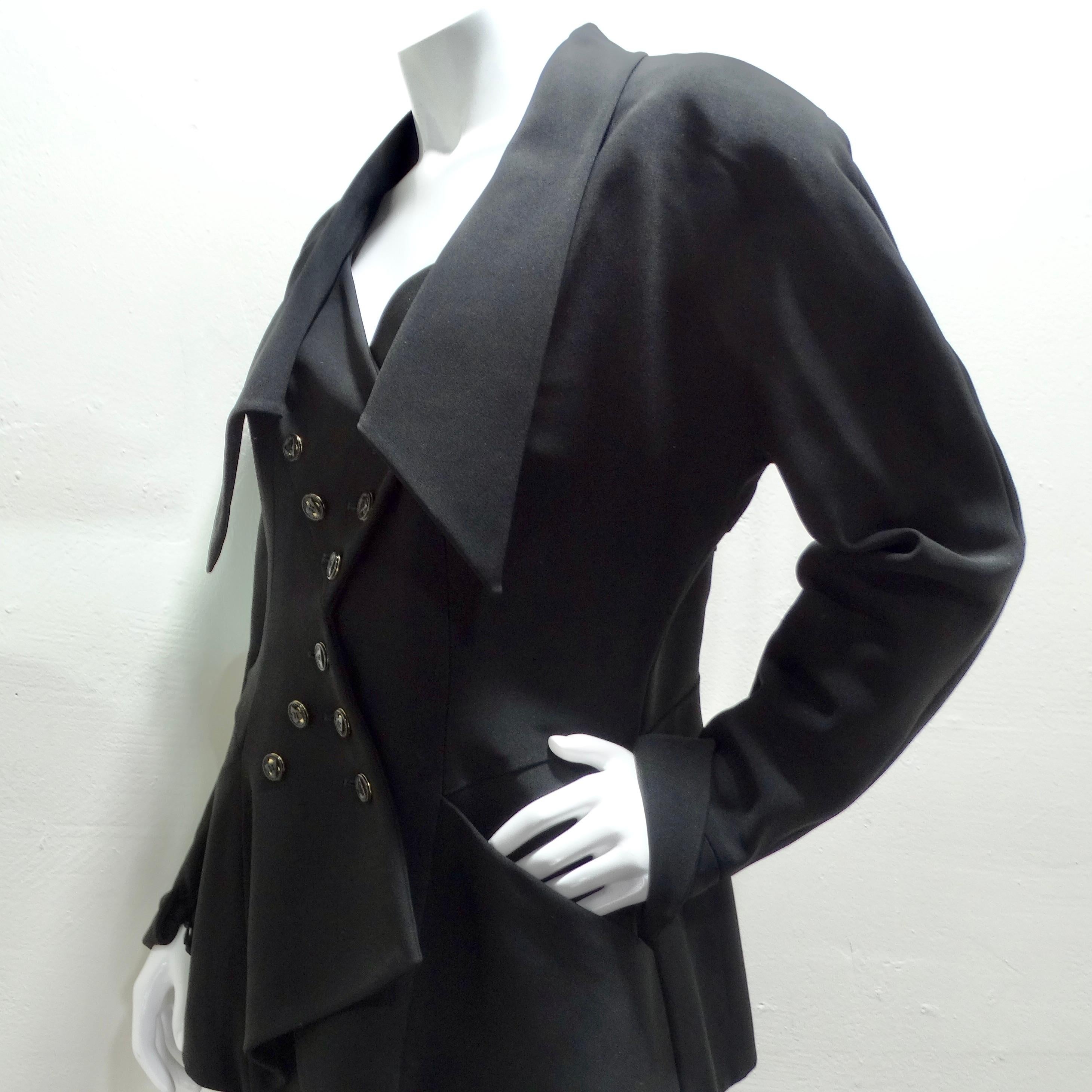 Karl Lagerfeld 1980s Asymmetric Black Skirt Suit For Sale 6