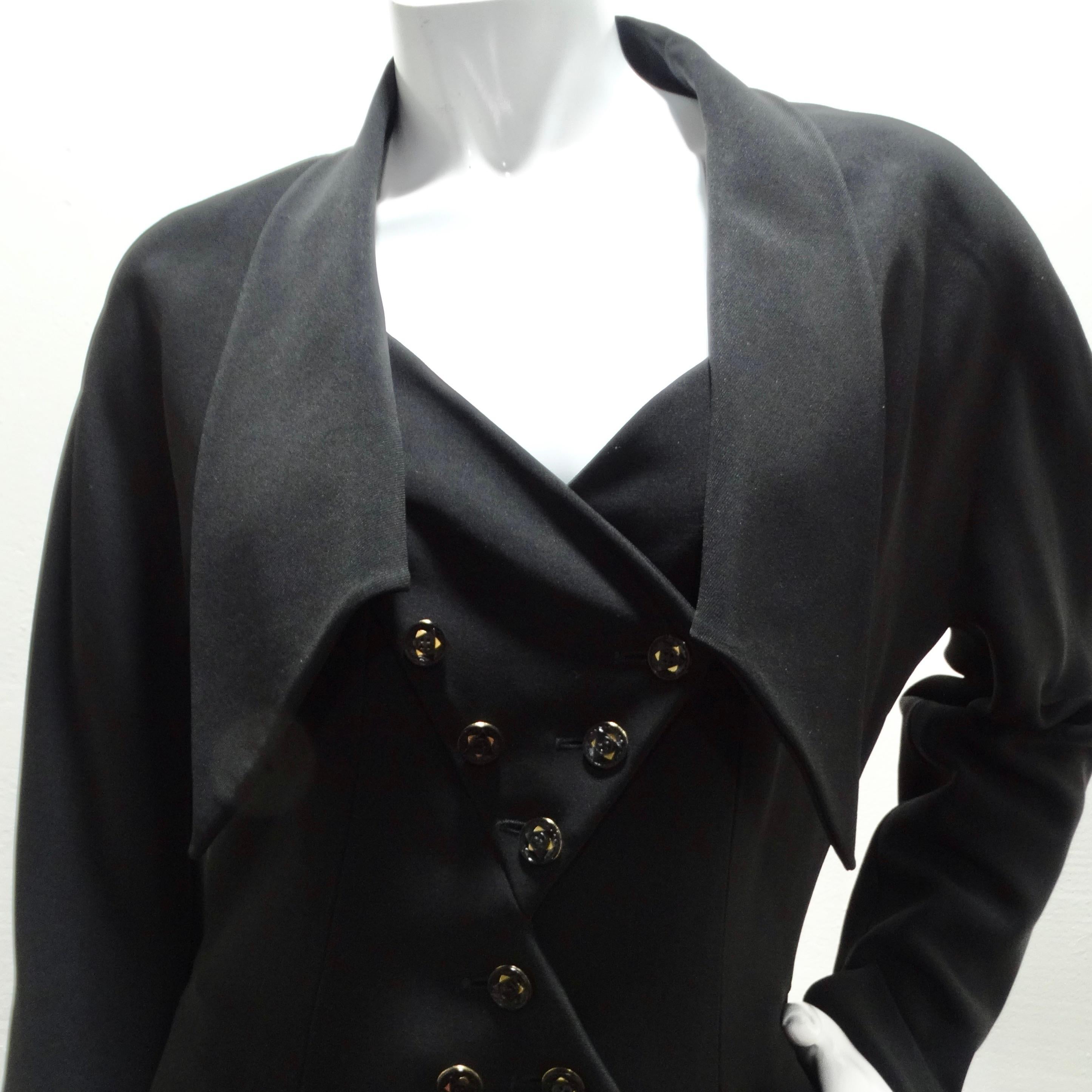 Karl Lagerfeld 1980s Asymmetric Black Skirt Suit In Excellent Condition For Sale In Scottsdale, AZ