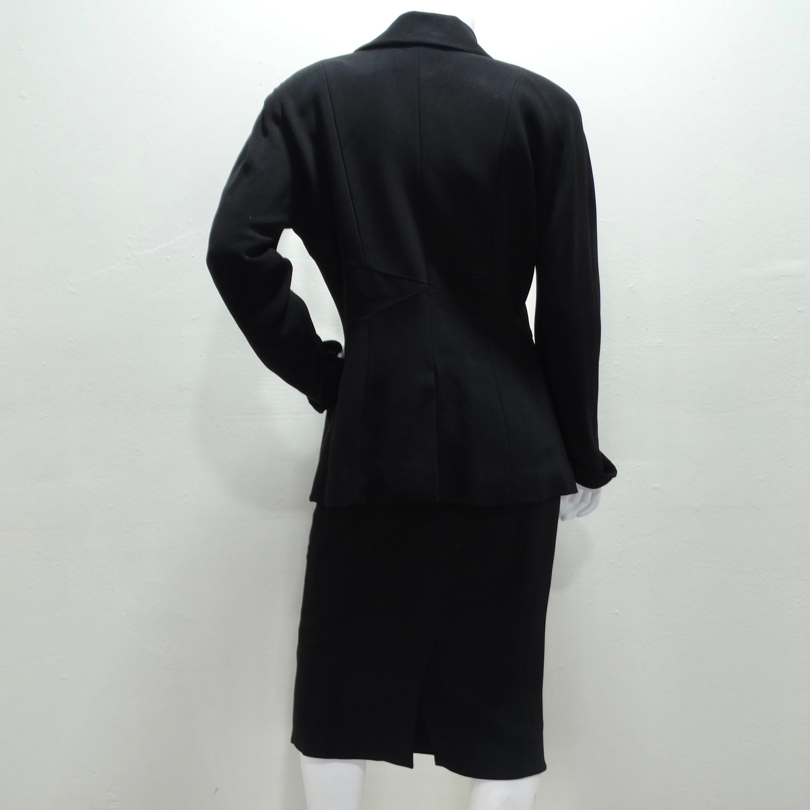 Karl Lagerfeld 1980 - Combinaison jupe asymétrique noire en vente 4