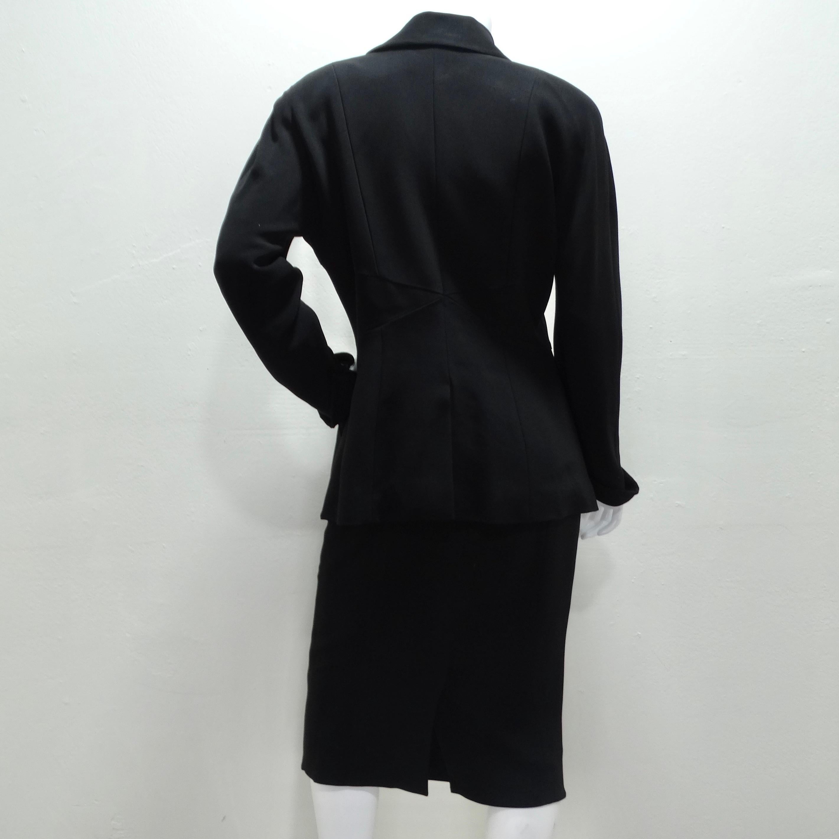 Karl Lagerfeld 1980s Asymmetric Black Skirt Suit 4
