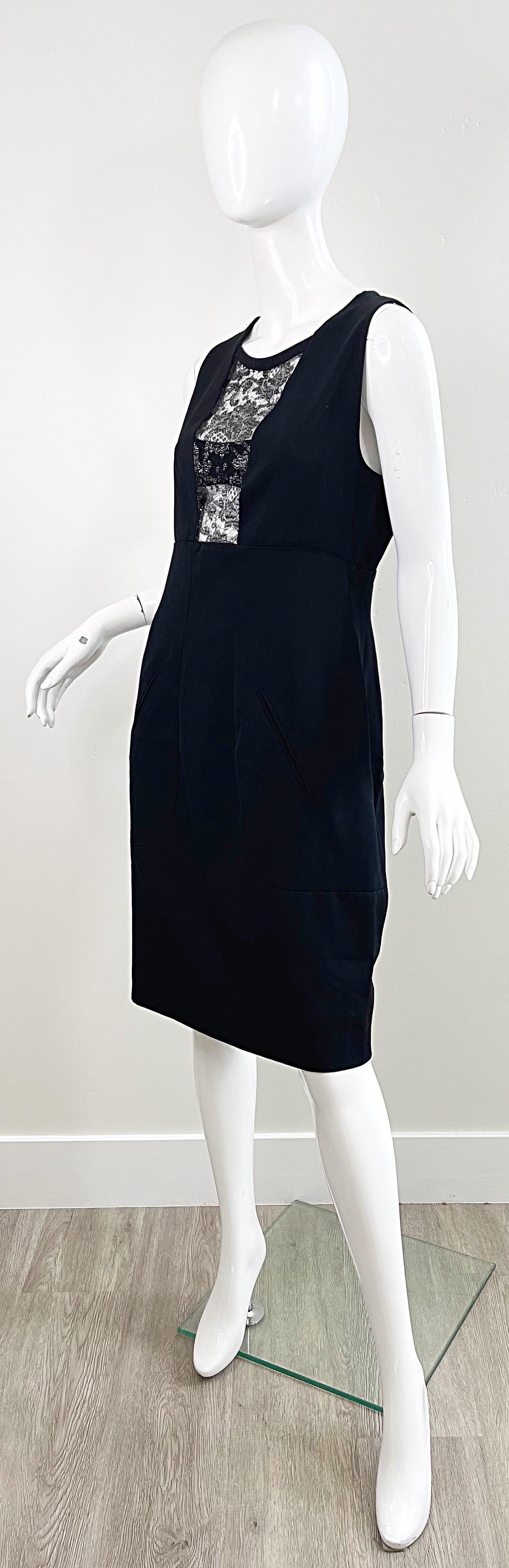 Karl Lagerfeld 1980s Black Lace Cut - Out Size 44 / 10 12 Vintage Dress + Jacket For Sale 8