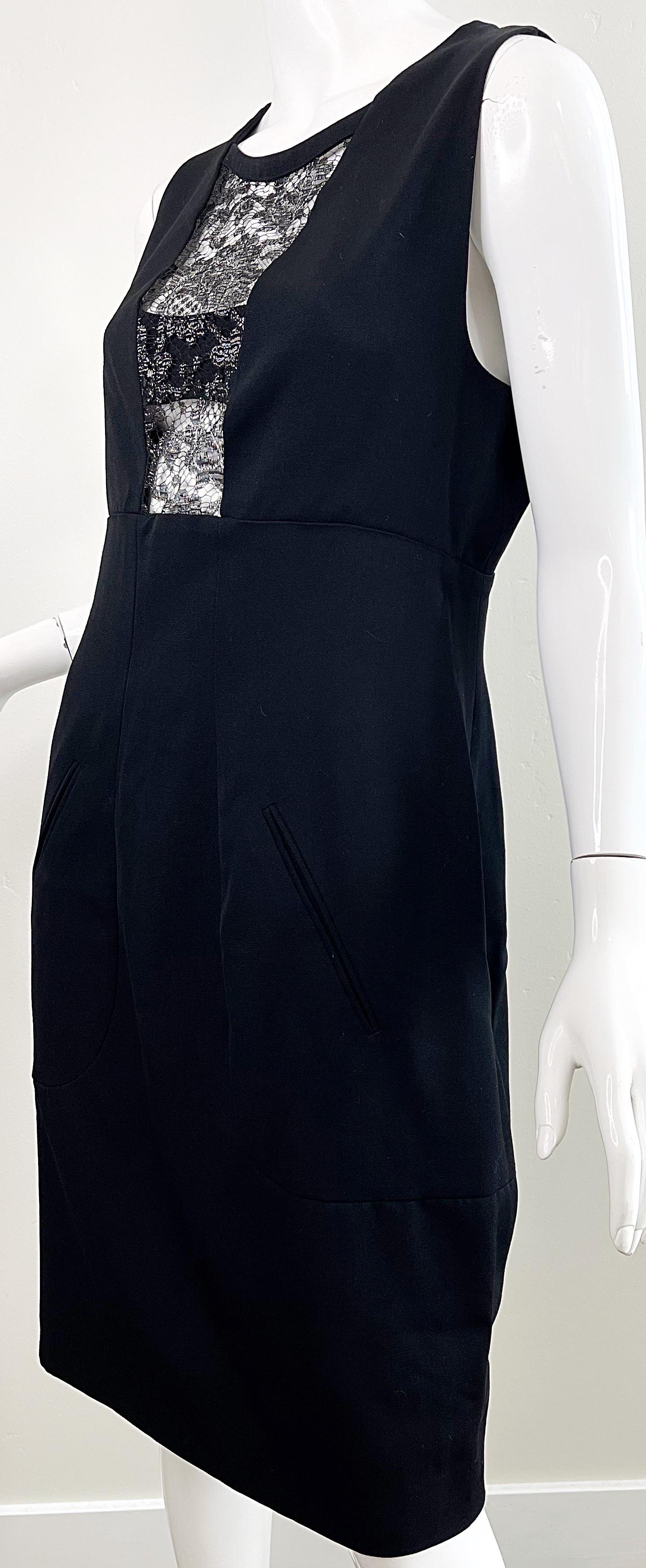 Karl Lagerfeld 1980s Black Lace Cut - Out Size 44 / 10 12 Vintage Dress + Jacket For Sale 12