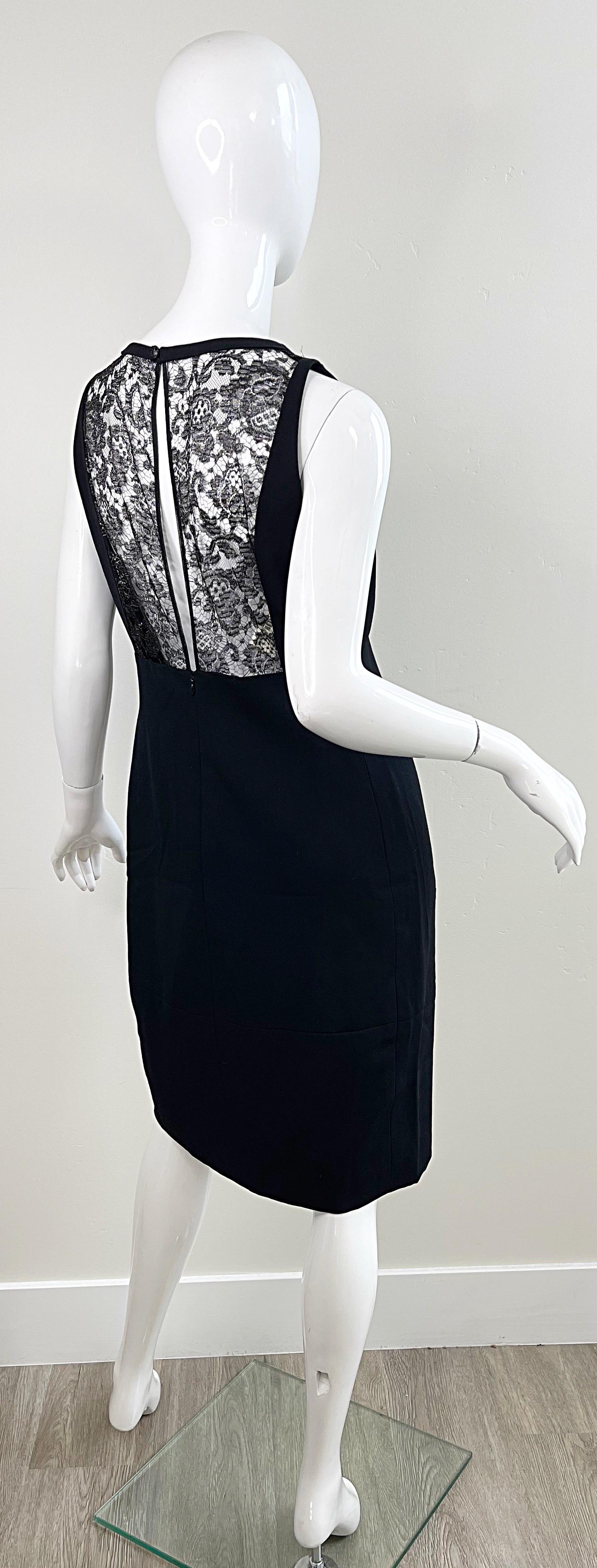 Karl Lagerfeld 1980s Black Lace Cut - Out Size 44 / 10 12 Vintage Dress + Jacket For Sale 15