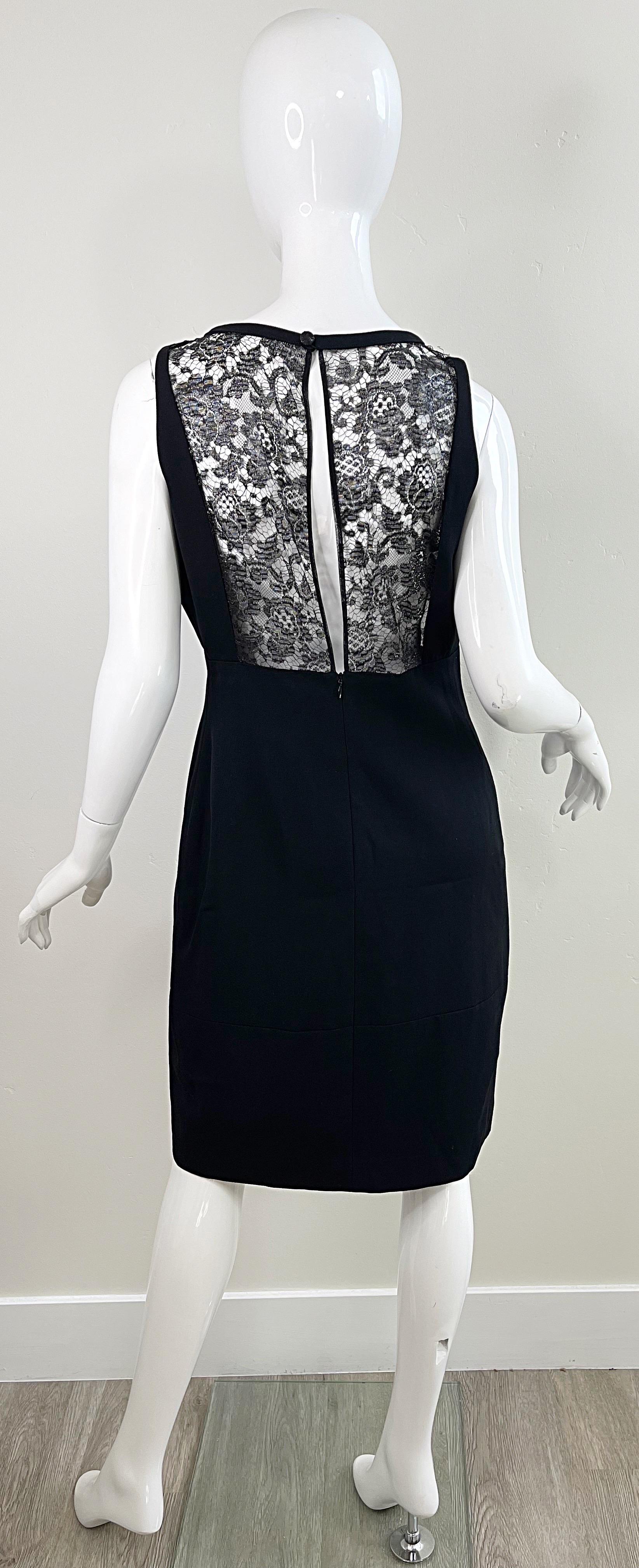 Karl Lagerfeld 1980s Black Lace Cut - Out Size 44 / 10 12 Vintage Dress + Jacket For Sale 2