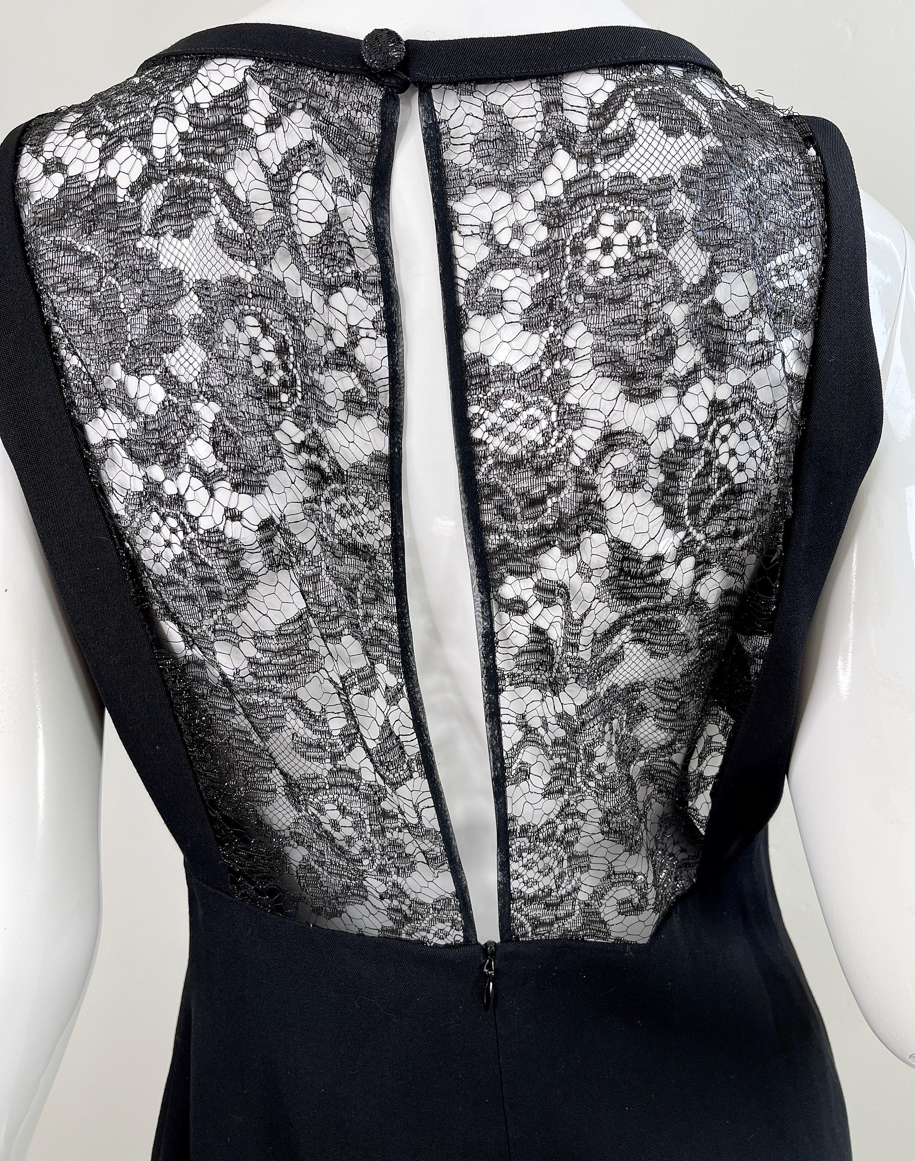 Karl Lagerfeld 1980s Black Lace Cut - Out Size 44 / 10 12 Vintage Dress + Jacket For Sale 5