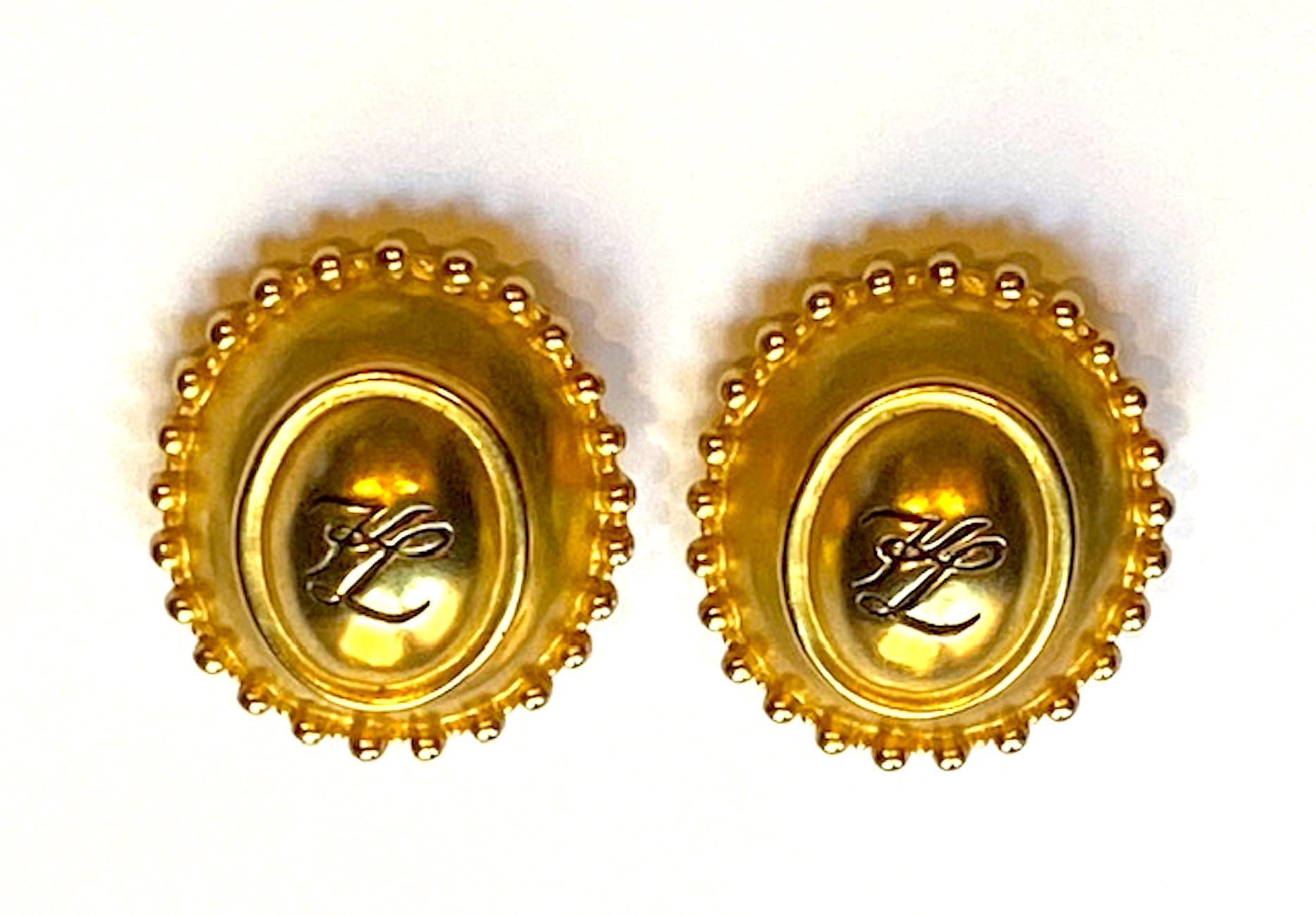 Karl Lagerfeld 1980s Earring with KL  In Good Condition In New York, NY