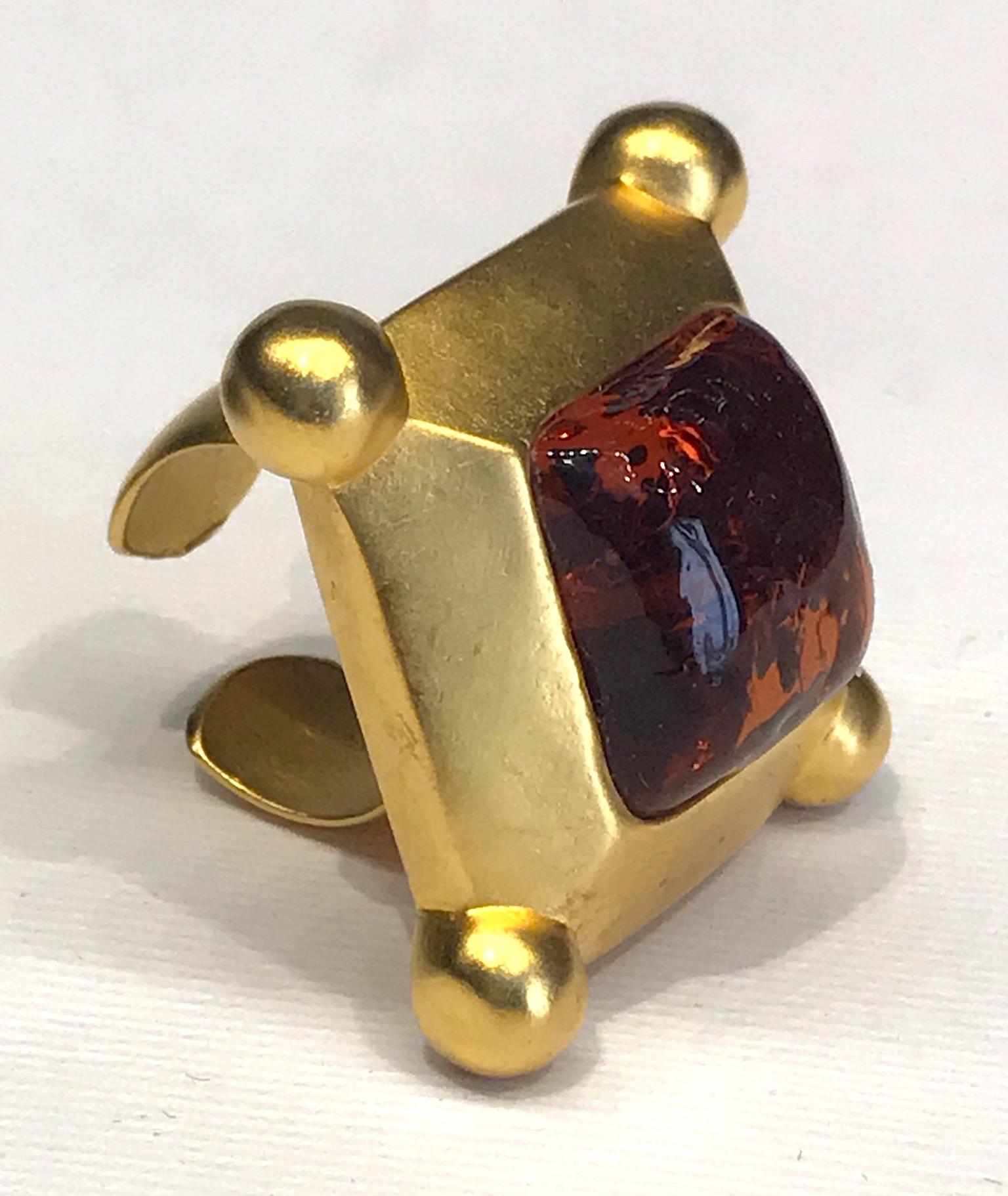 Women's Karl Lagerfeld 1980s Gold & Glass Stone Ring