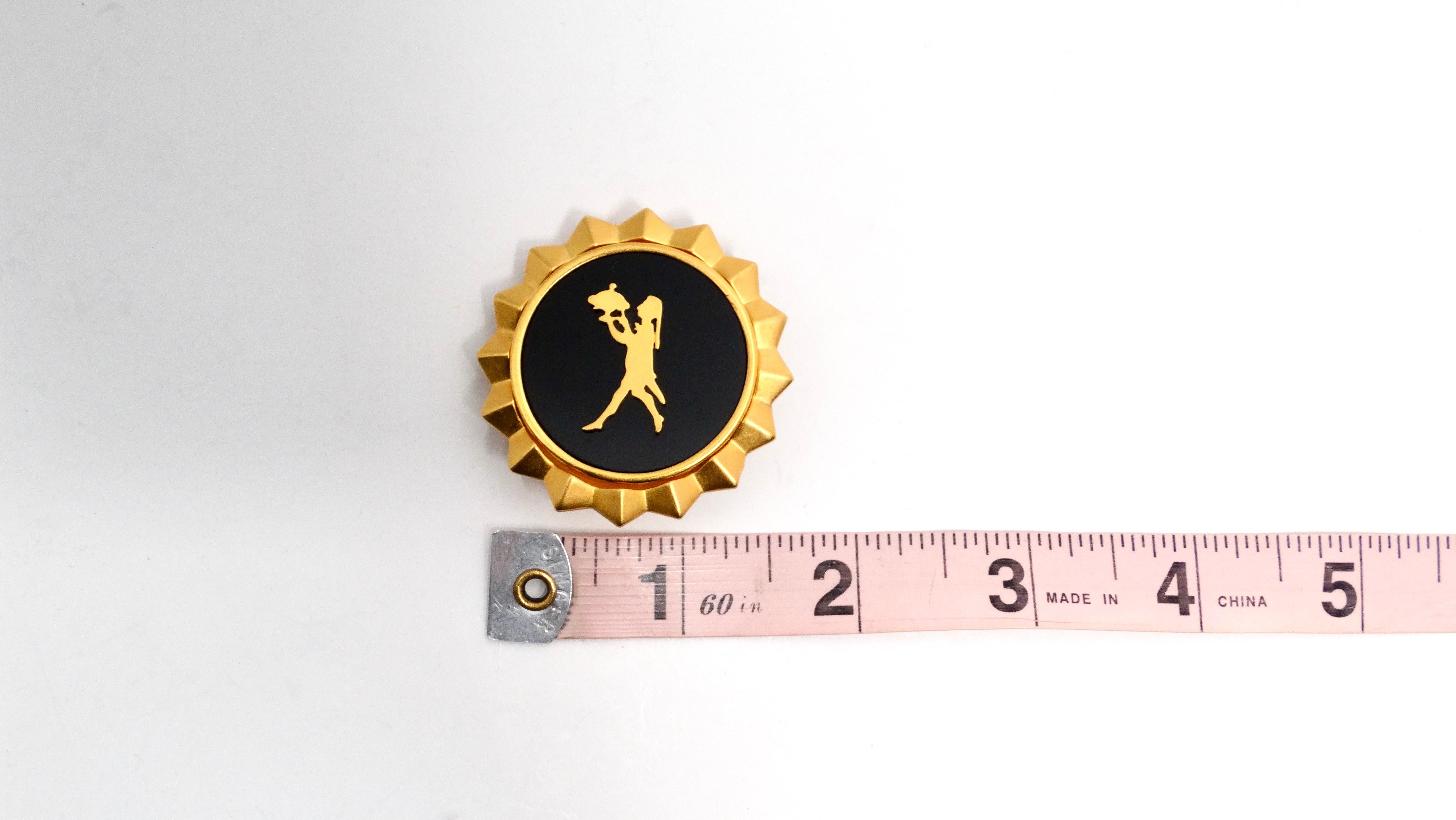 Orecchini a clip Karl Lagerfeld 1980 placcati oro e onice nero In condizioni buone in vendita a Scottsdale, AZ