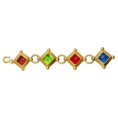 Karl Lagerfeld Bracelet de pierres précieuses multicolores de couleur or des années 1980