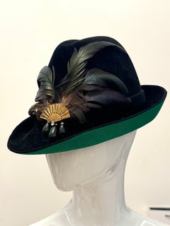 Karl Lagerfeld 1980’s rare vintage hat fearther fan and gripoix details