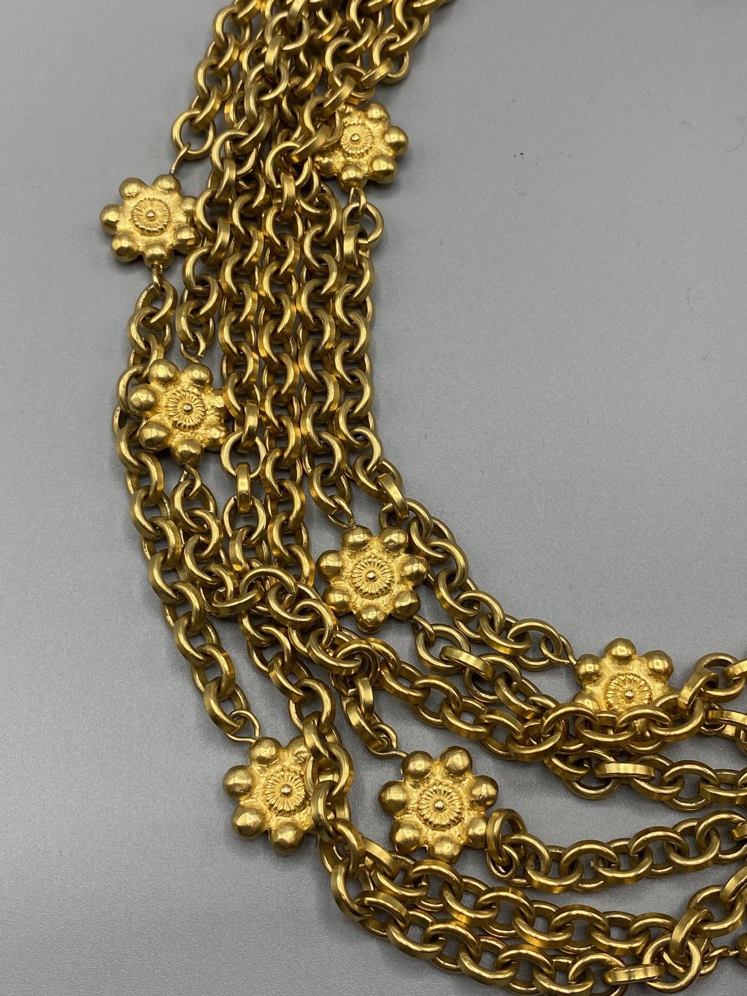 Karl Lagerfeld 1980s Six Strand Gold Toggle Necklace For Sale 6