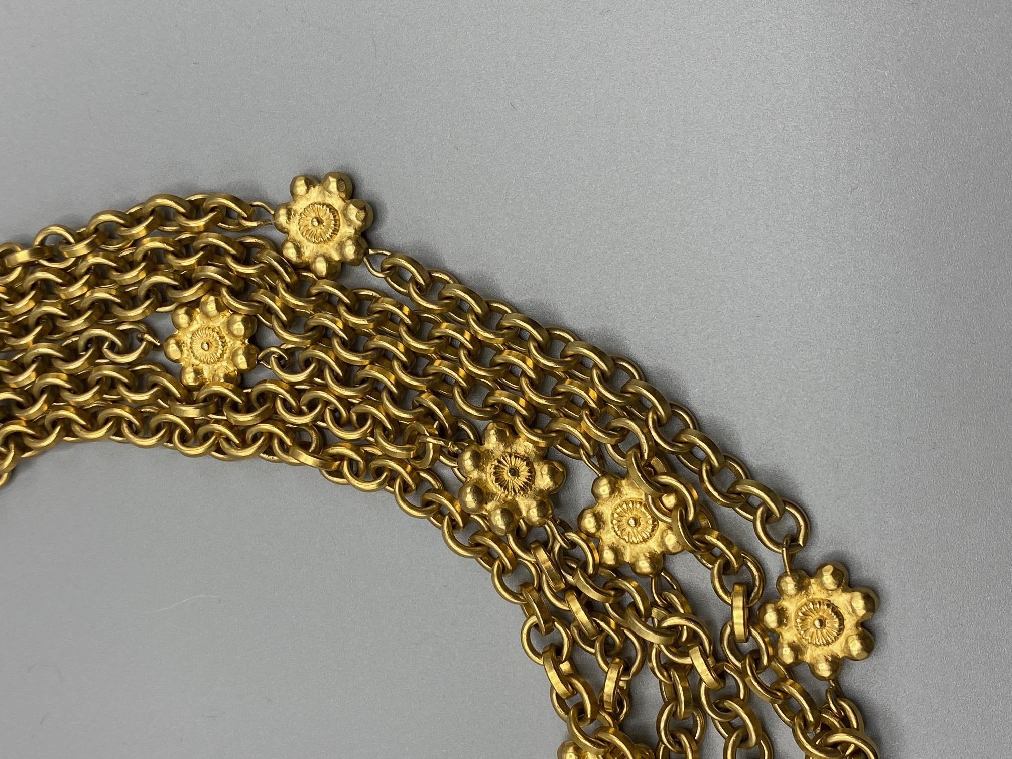 Karl Lagerfeld 1980s Six Strand Gold Toggle Necklace For Sale 7
