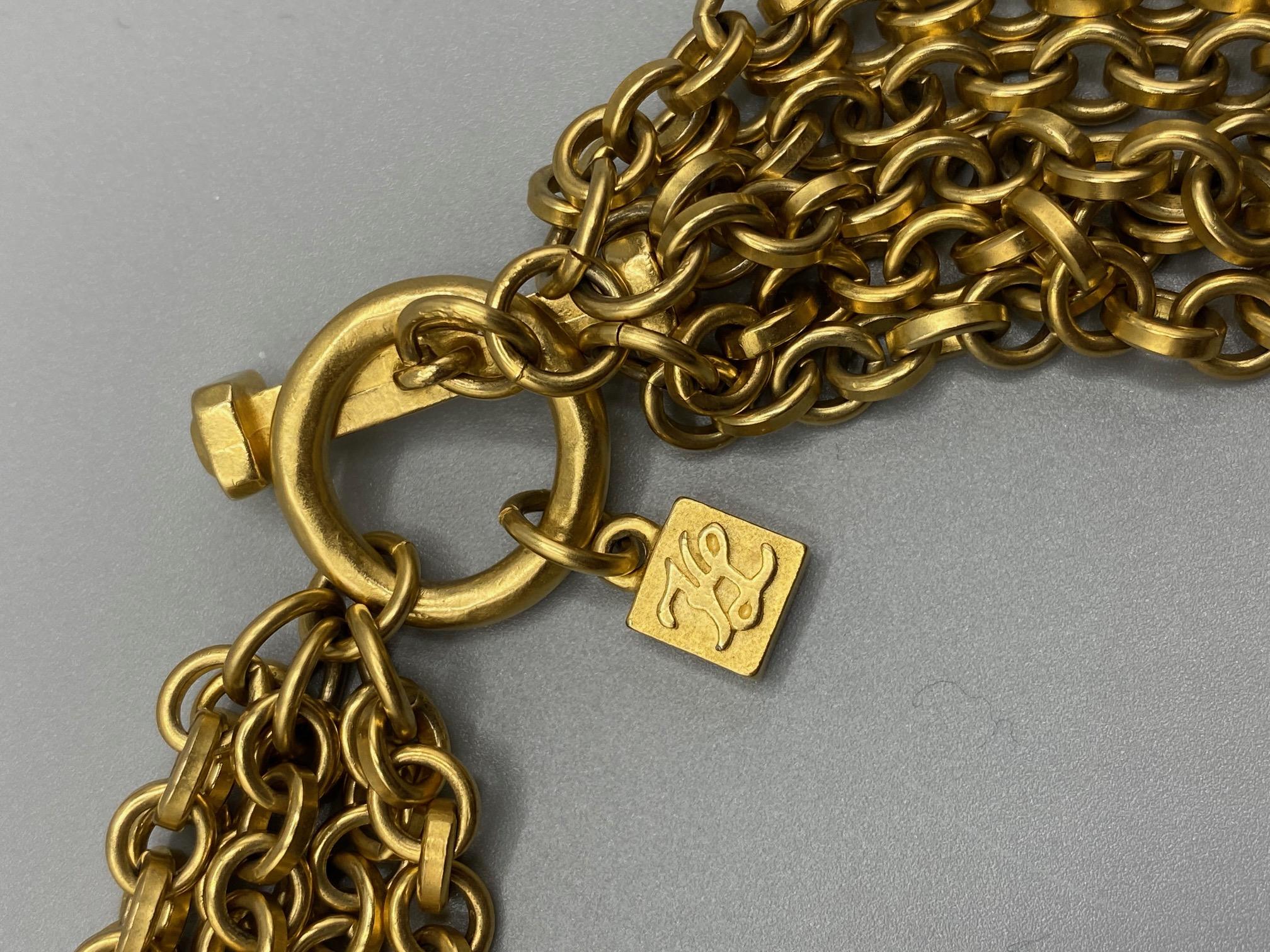 Karl Lagerfeld 1980s Six Strand Gold Toggle Necklace For Sale 8