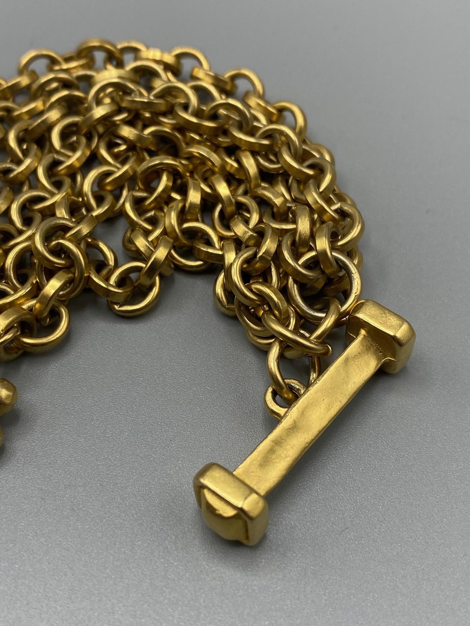 Karl Lagerfeld 1980s Six Strand Gold Toggle Necklace For Sale 10