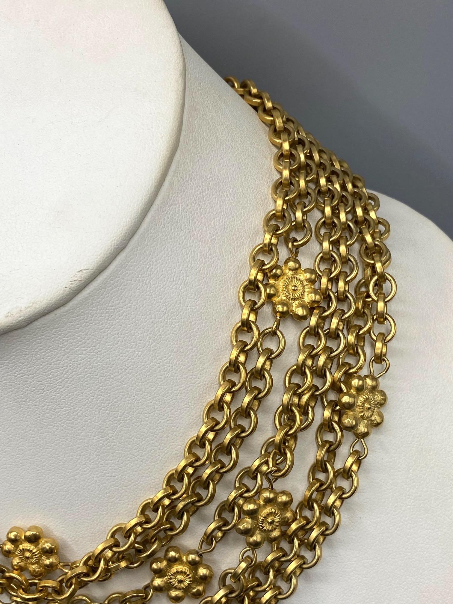 Karl Lagerfeld 1980s Six Strand Gold Toggle Necklace For Sale 2