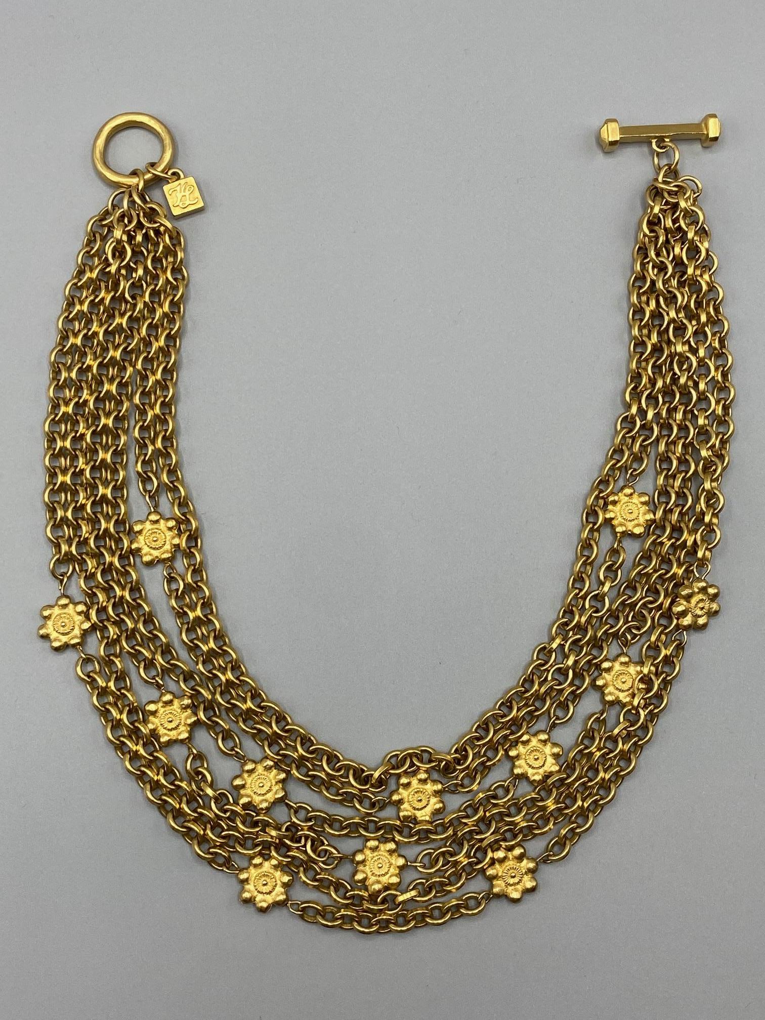 Karl Lagerfeld 1980s Six Strand Gold Toggle Necklace For Sale 4