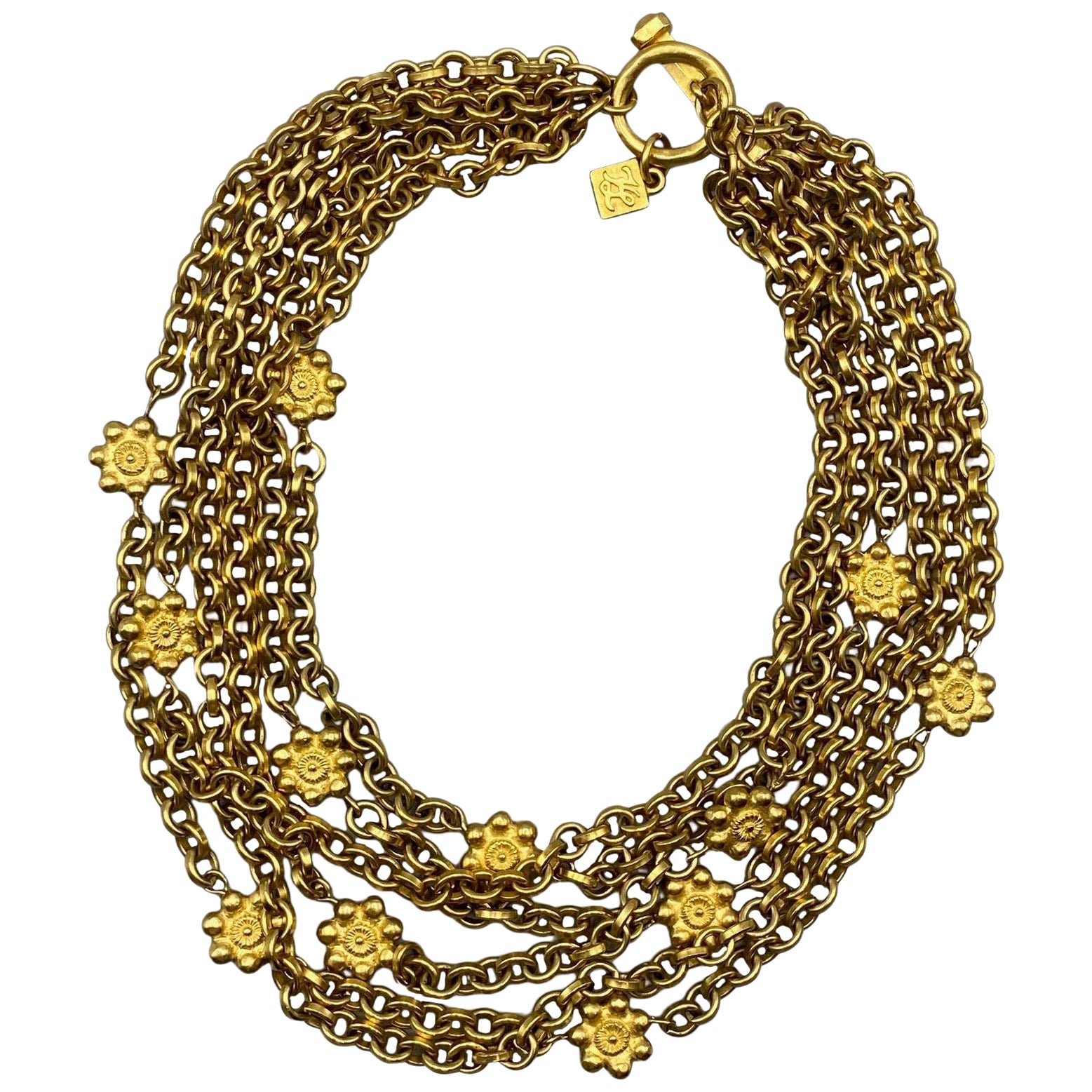 Collar de seis vueltas de oro Karl Lagerfeld de los años 80