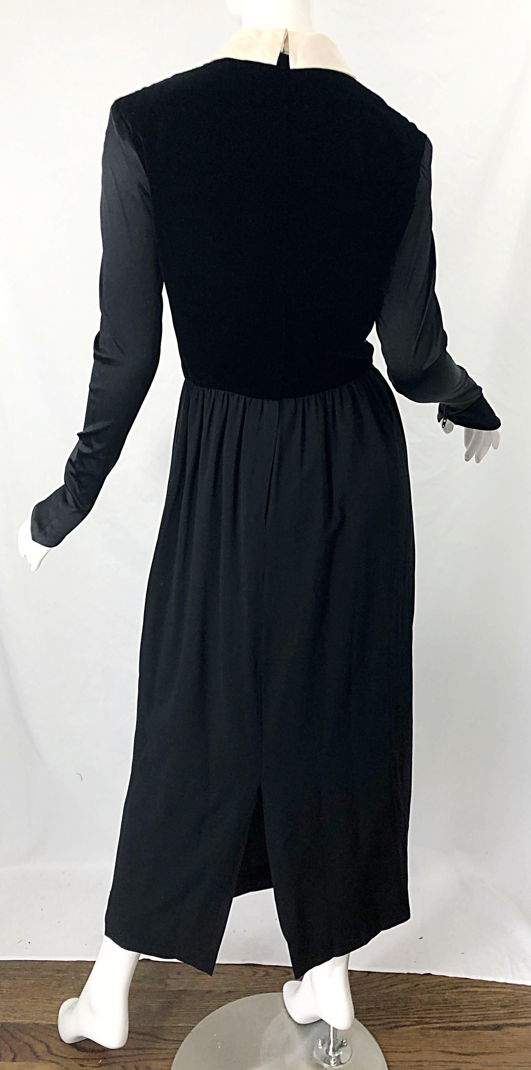 Karl Lagerfeld Pasarela Otoño 1988 Vestido Bata Vintage Años 80 Bordado Oro Negro en venta 9