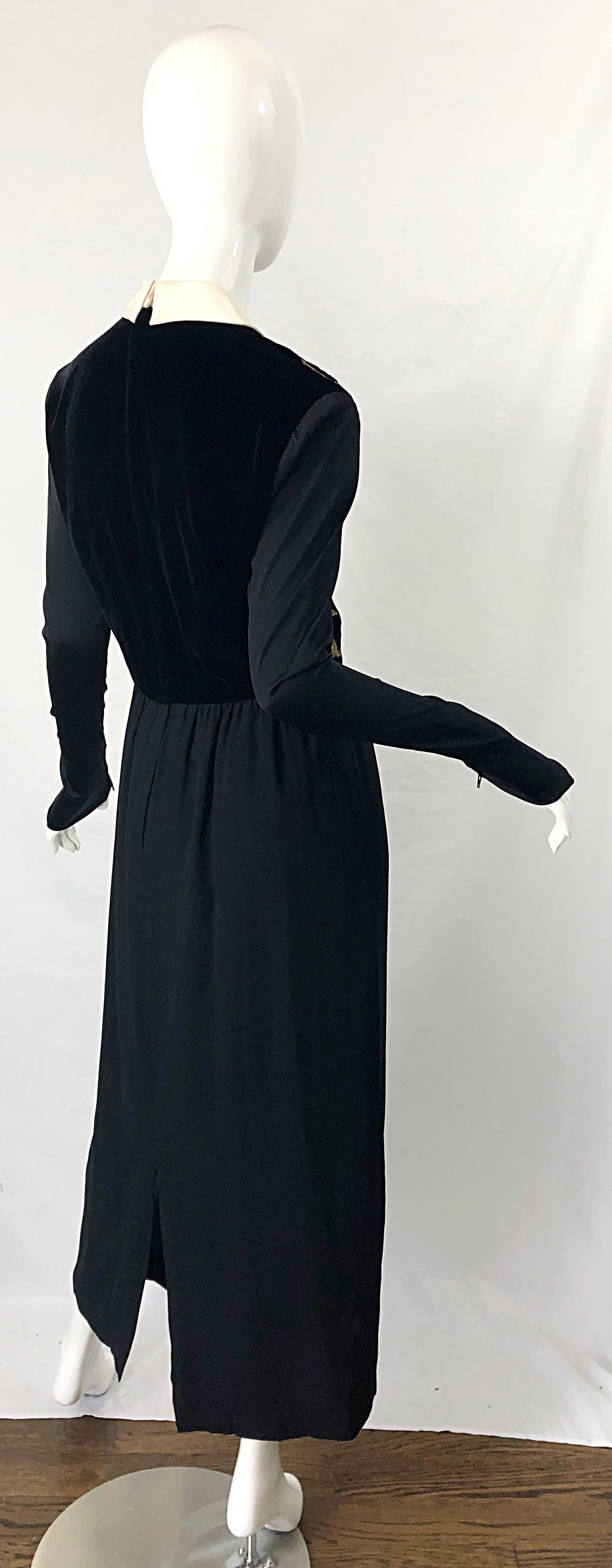 Karl Lagerfeld Runway Fall 1988 Black Gold Embroidered Vintage 80s Gown Dress For Sale 8