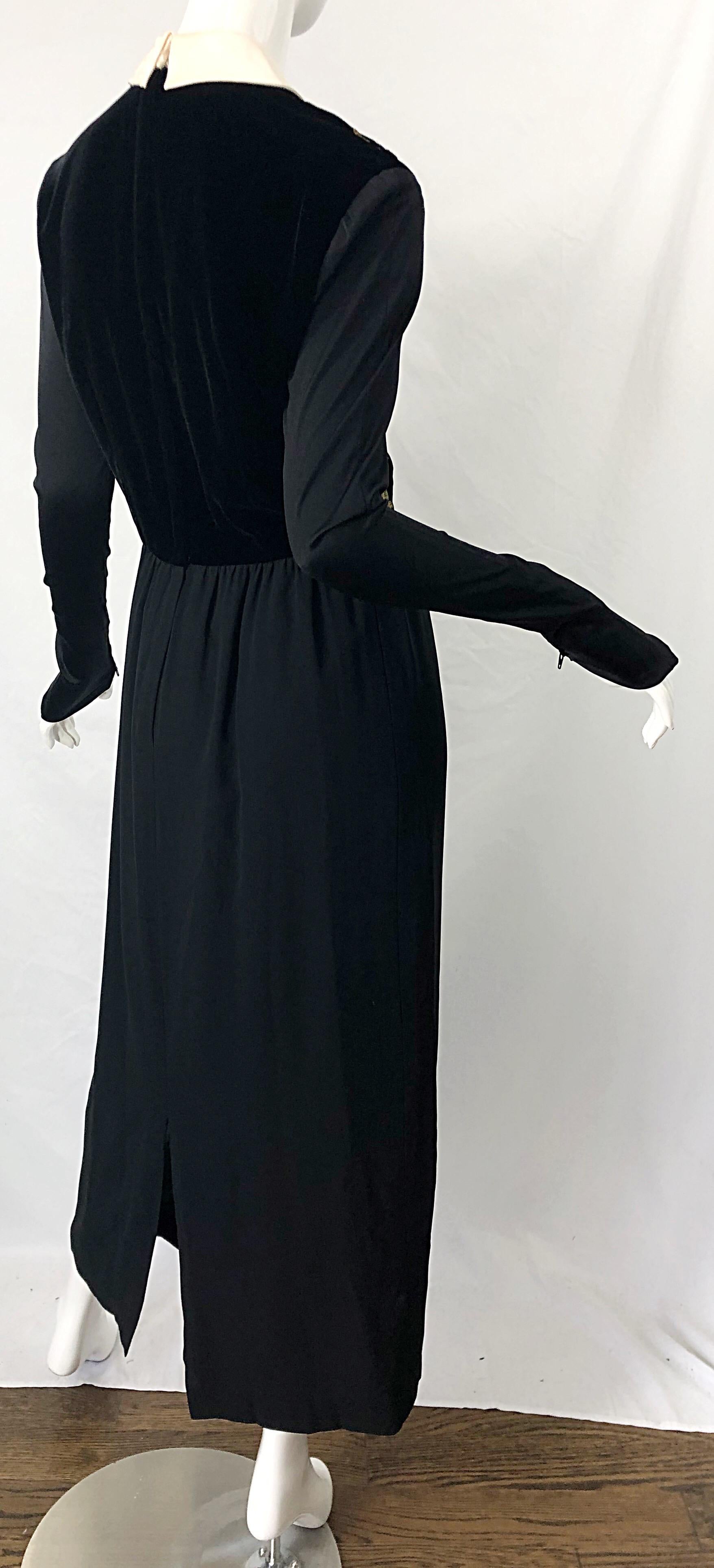 Karl Lagerfeld Runway Fall 1988 Black Gold Embroidered Vintage 80s Gown Dress For Sale 2