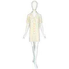 Karl Lagerfeld 1980s Vintage Singed Buttons Cream Silk Tunic/Dress