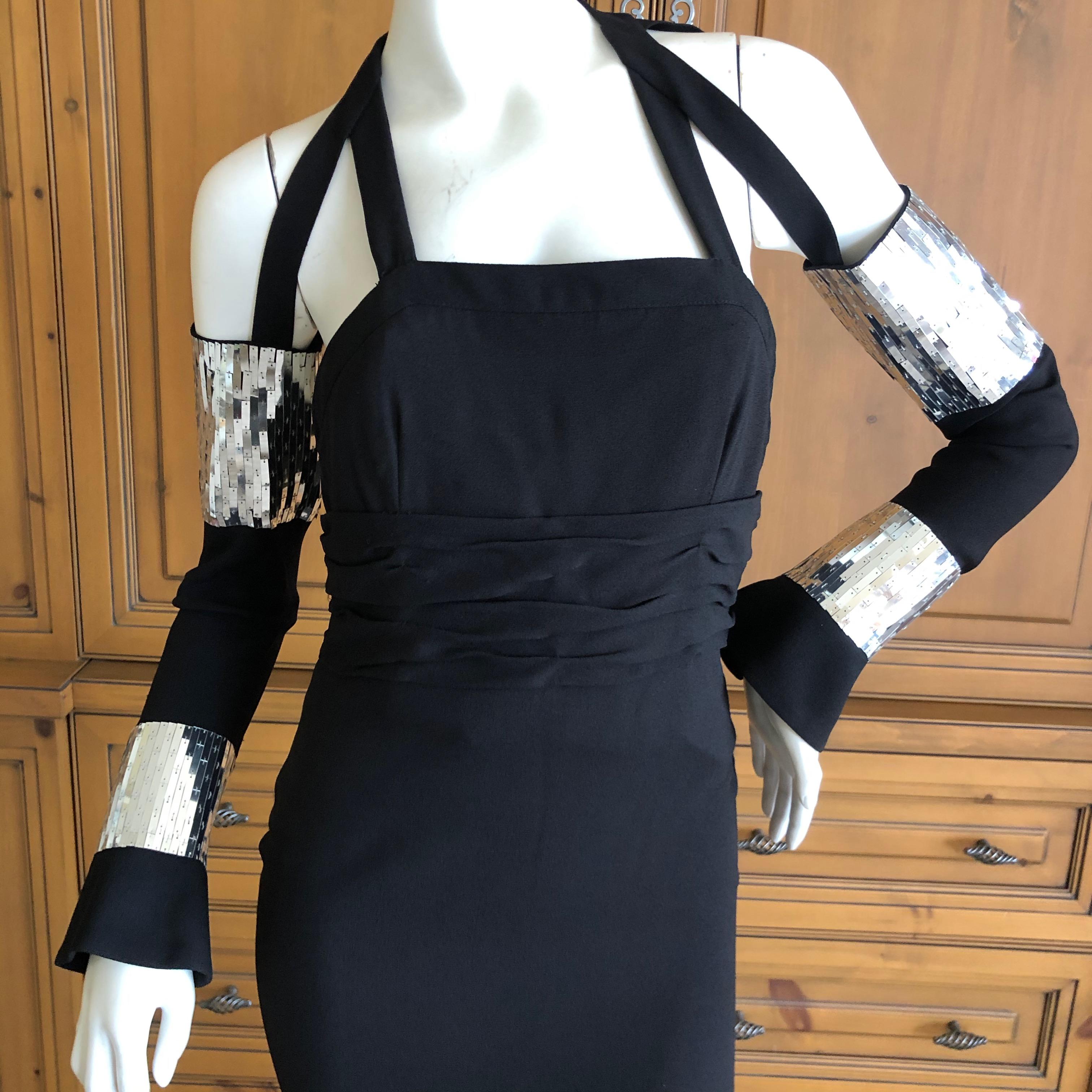 Karl Lagerfeld 1984 Evening Dress with Sequin Sleeves Attached by Bondage Straps In Excellent Condition For Sale In Cloverdale, CA