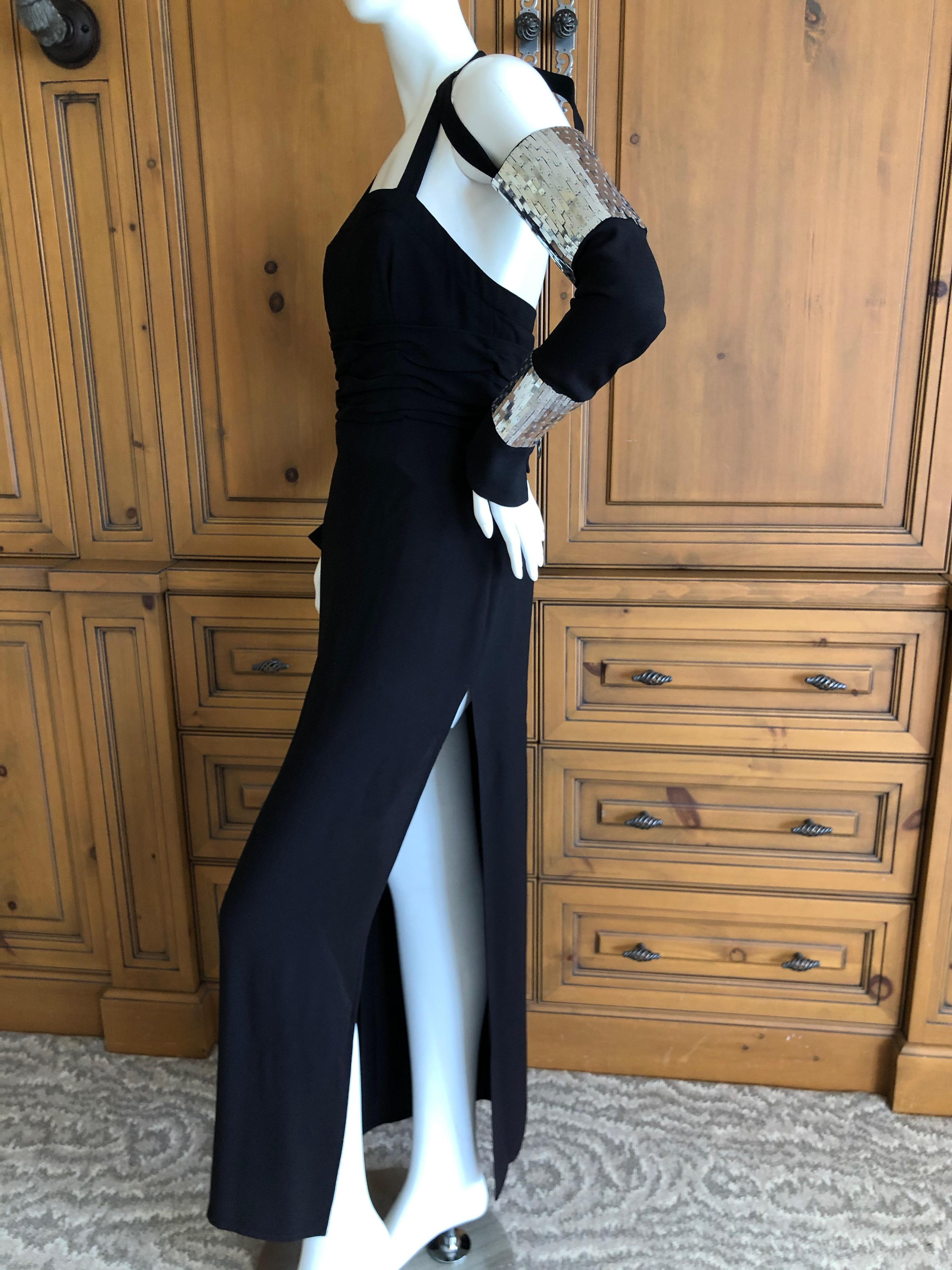 Women's Karl Lagerfeld 1984 Evening Dress with Sequin Sleeves Attached by Bondage Straps For Sale